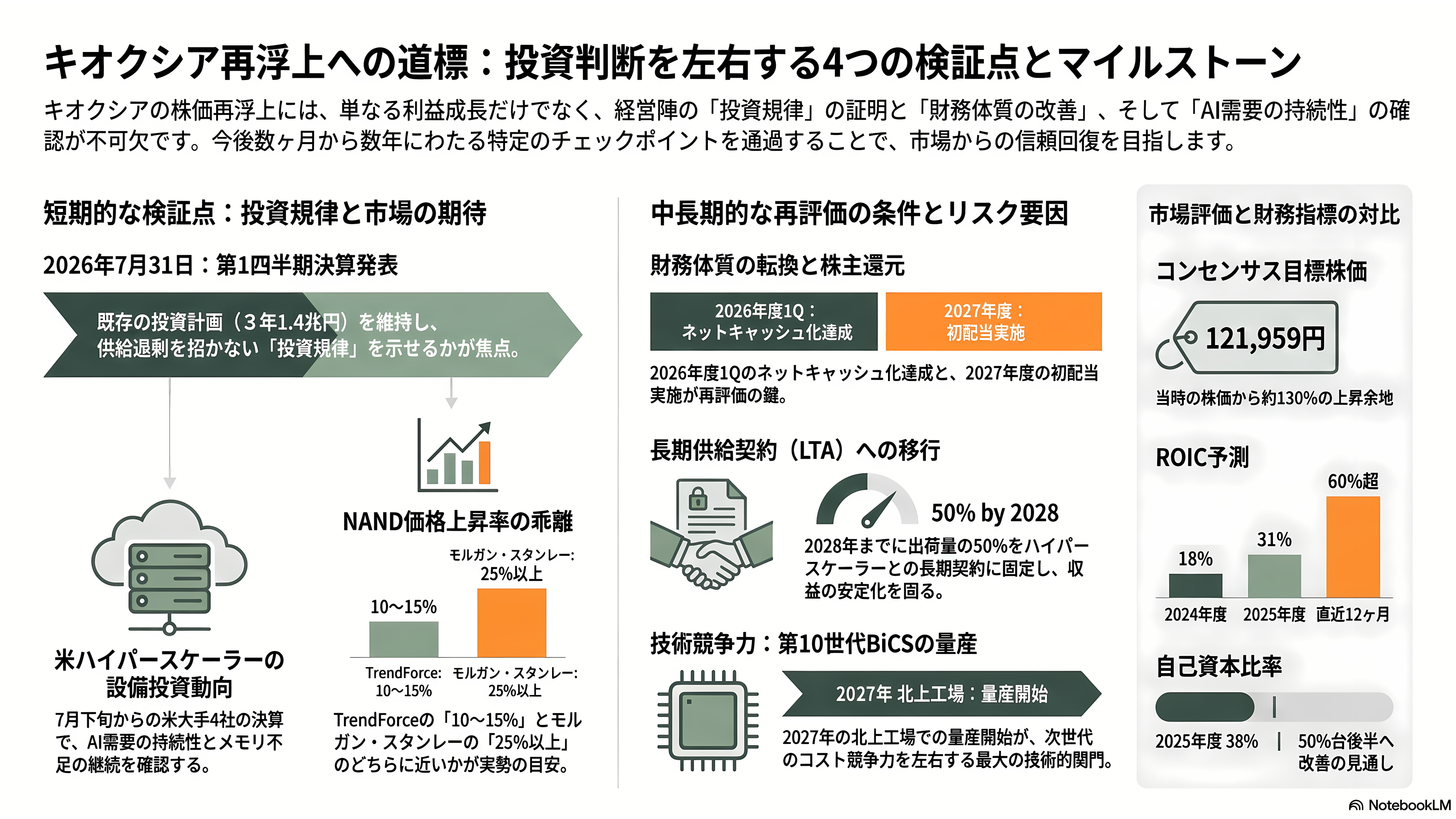 最高値から53.8%下落。キオクシア(285A)下落の要因と再浮上の可能性を紐解く。3次元積層「BiCS FLASH」、CBA(CMOS directly Bonded to Array)技術 - 再浮上の条件と、これから計測される日付 - 章扉