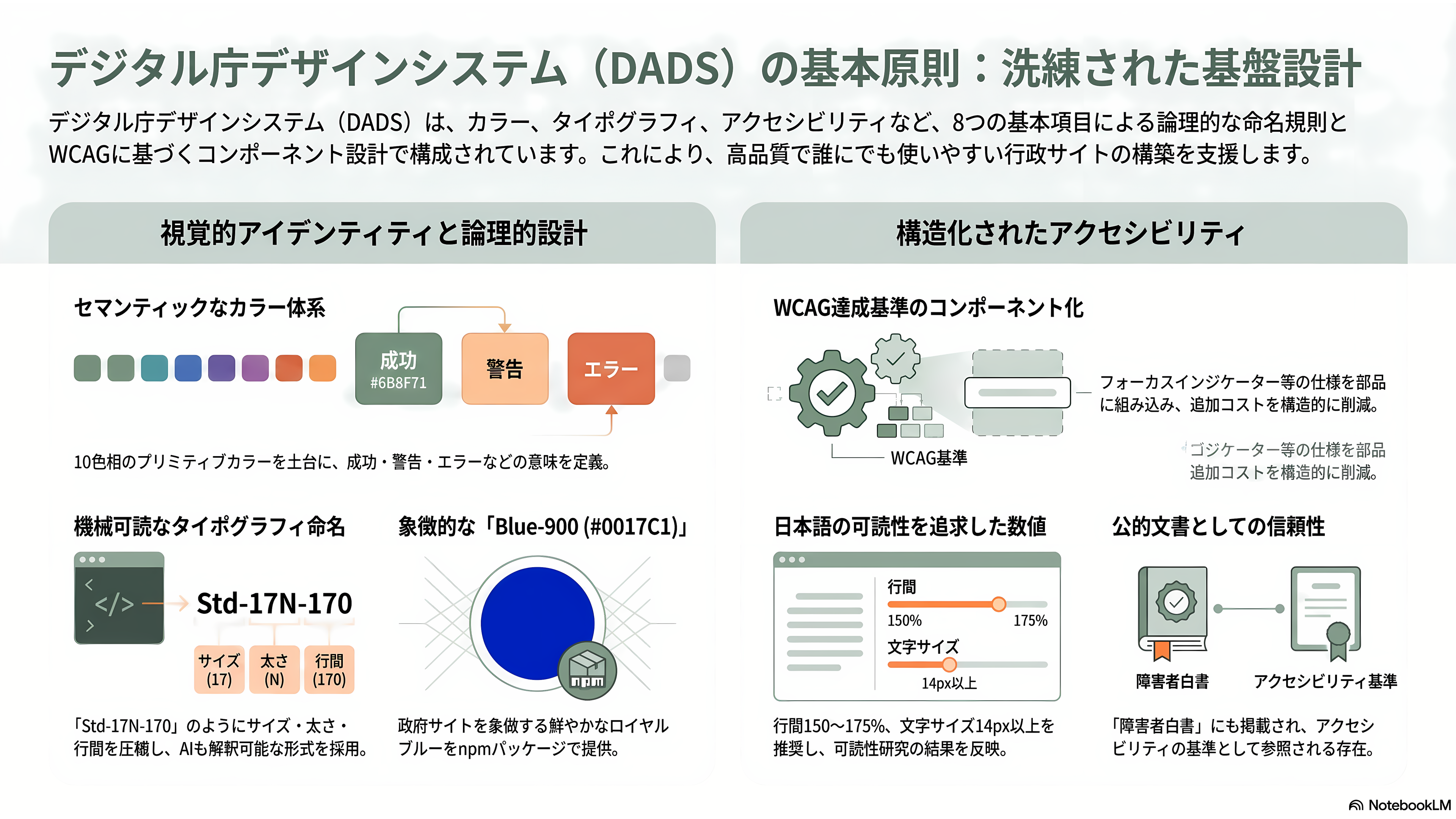 デジタル庁デザインシステムβ版とは - 中身を開く――カラー、タイポグラフィ、アクセシビリティ - 章扉