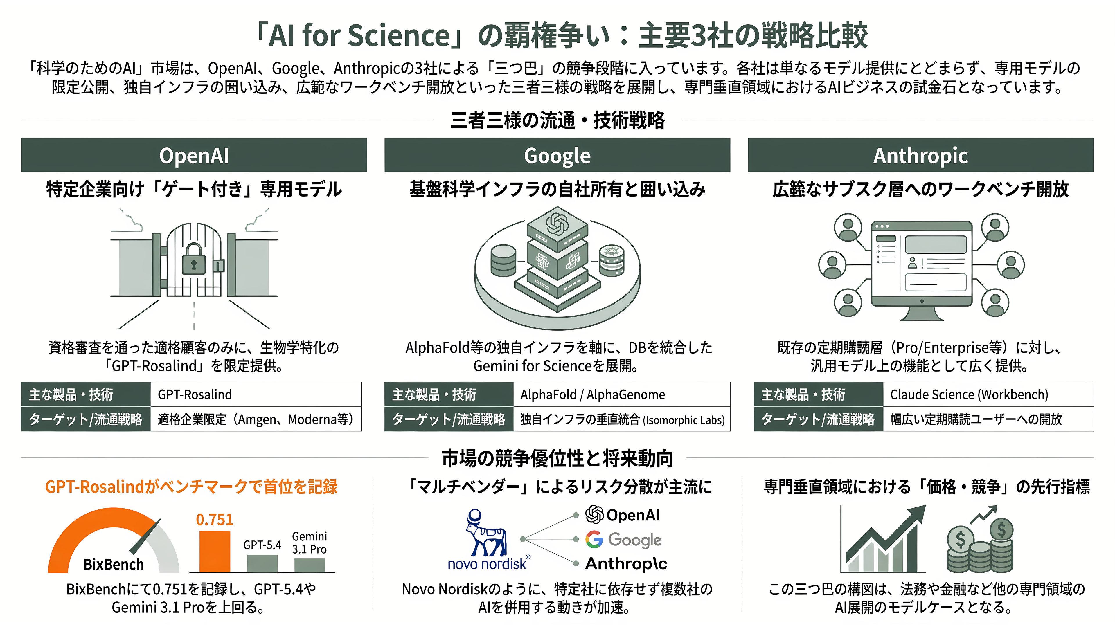 科学研究に特化したAIワークベンチ、Claude Science(クロード・サイエンス) - 三つ巴の競争 — OpenAI・Google・Anthropic - 章扉