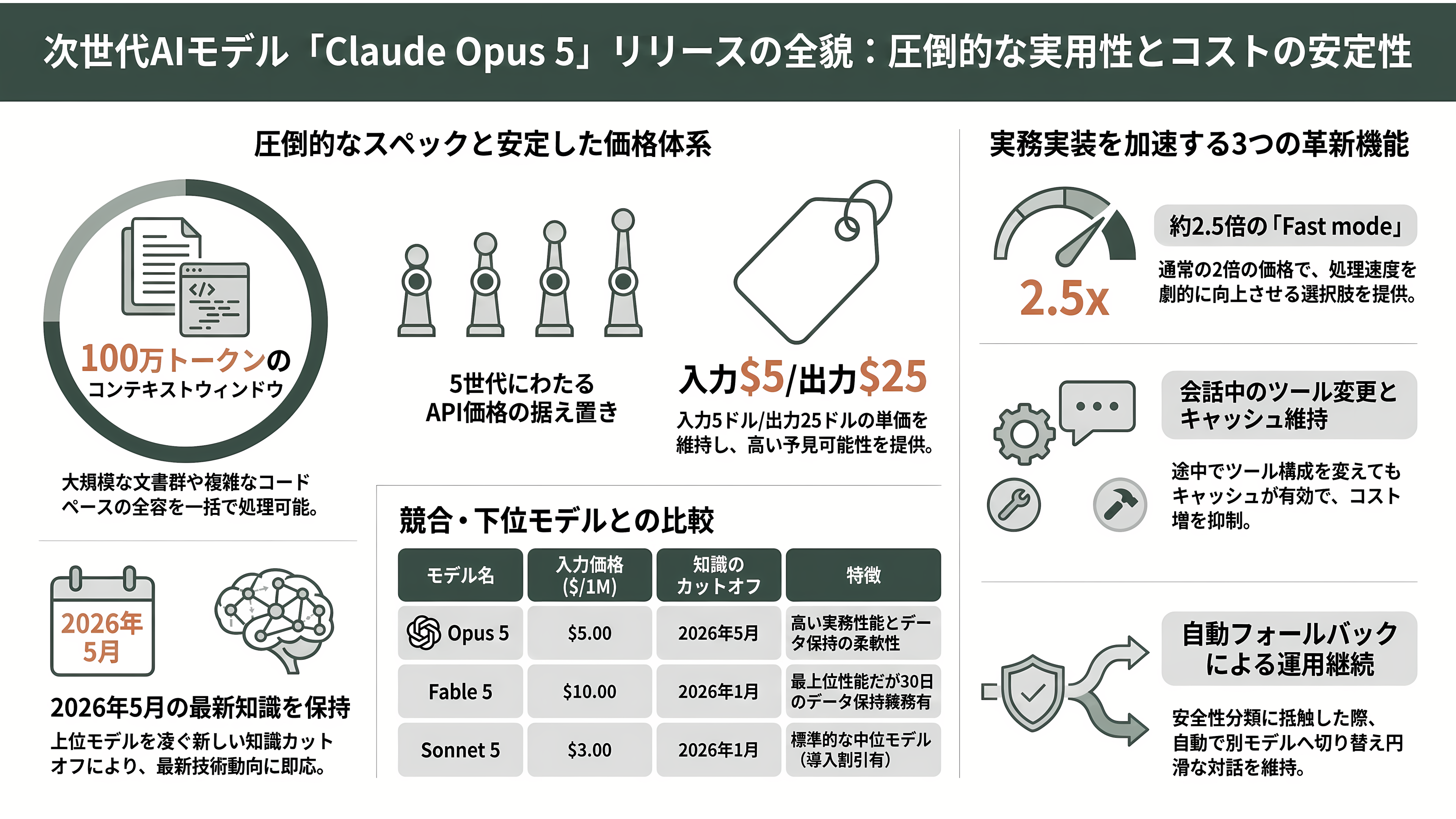 Claude Opus 5リリース - リリースの要点——価格据え置き、コンテキスト100万トークン、そして「フォールバック」 - 章扉
