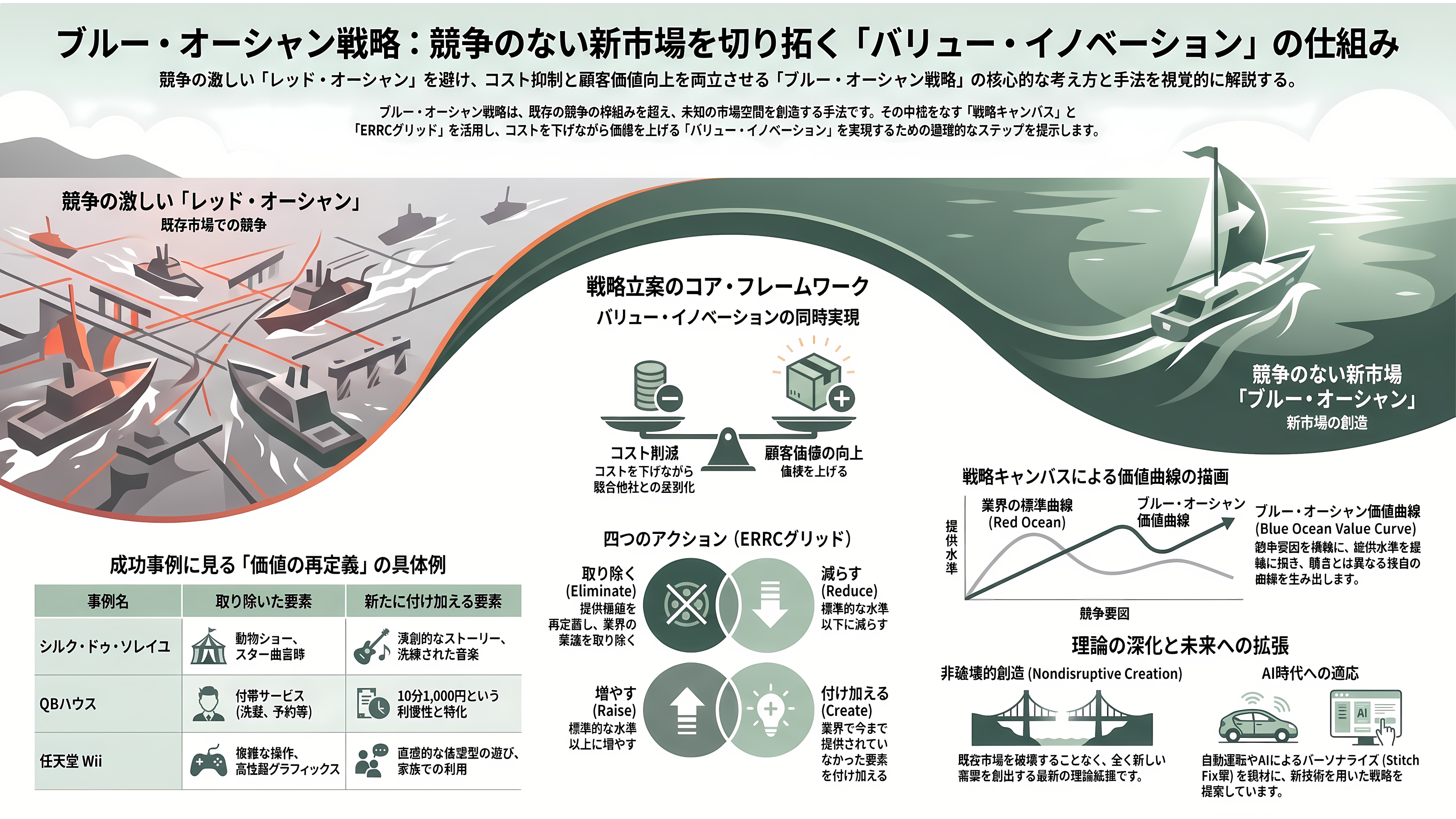 コンサルツール大全 PEST分析、5 Force、4P、3C、VRIO、成長マトリクス、戦略キャンパス、PPM、バリューチェーン、7S、MECE、ECRS、BMC - 戦略キャンバスとブルー・オーシャン戦略——競争しないという選択 - 章扉