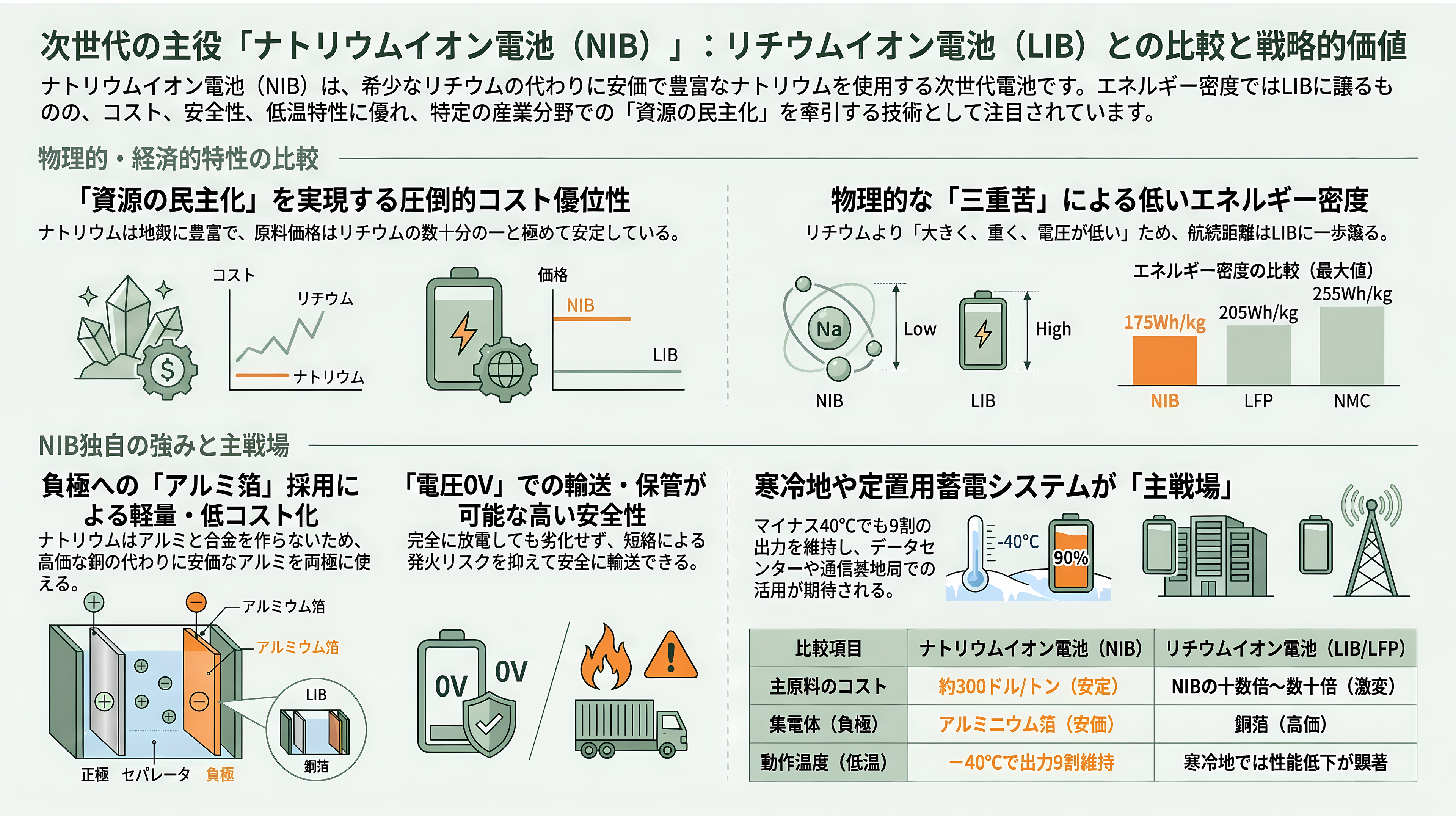 ナトリウムイオンバッテリー(ナトリウムイオン電池:NIB) 日本電気硝子 (5214)、GSユアサ (6674)、戸田工業 (4100) 、旭化成 (3407) - ナトリウムイオン電池とは——「塩」で動く