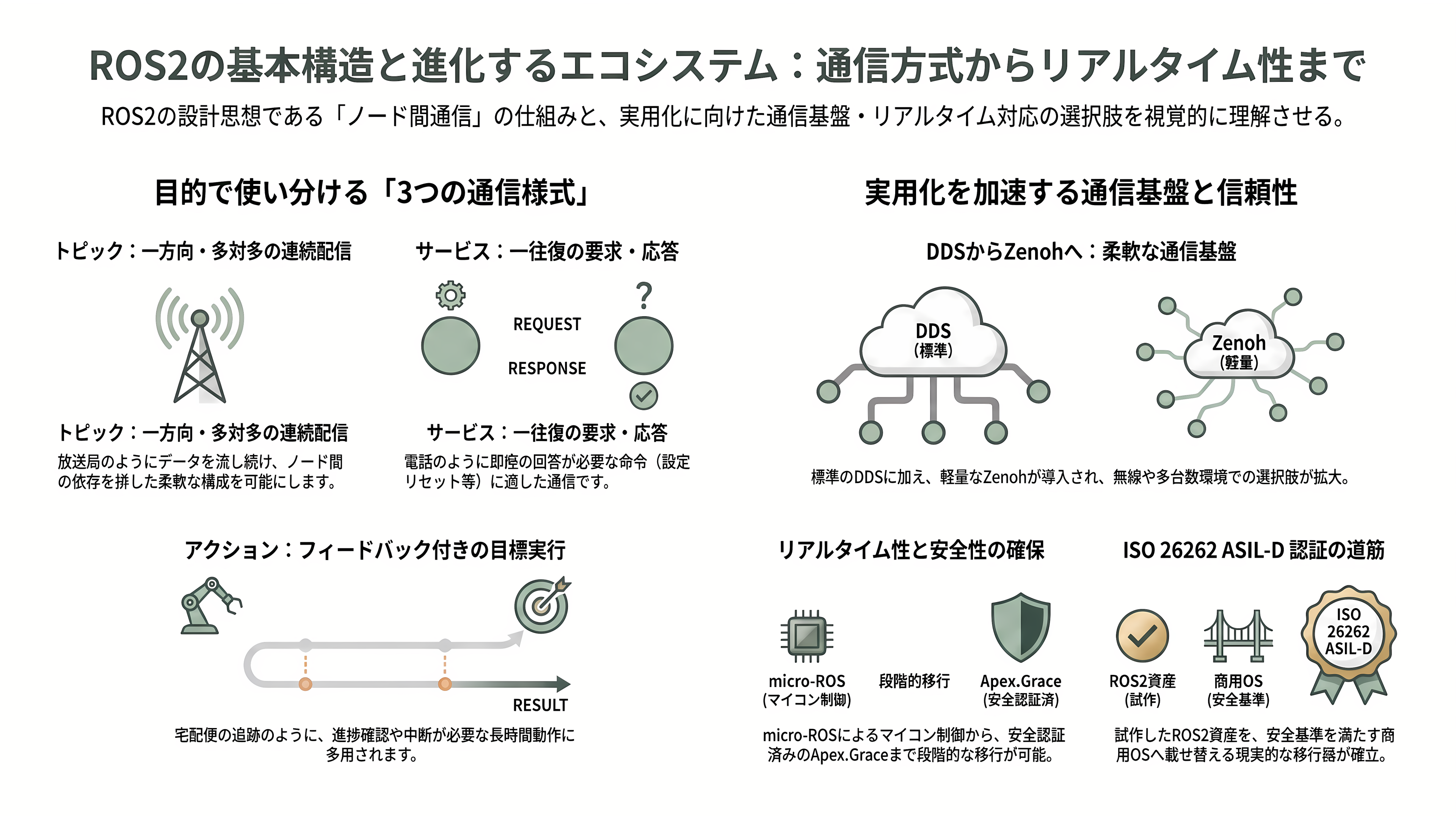 ロボット組み込みOS、ROS2、TRON、RTOS - ROS2の機能詳細 ―― ノード、トピック、サービス、アクション、DDS - 章扉