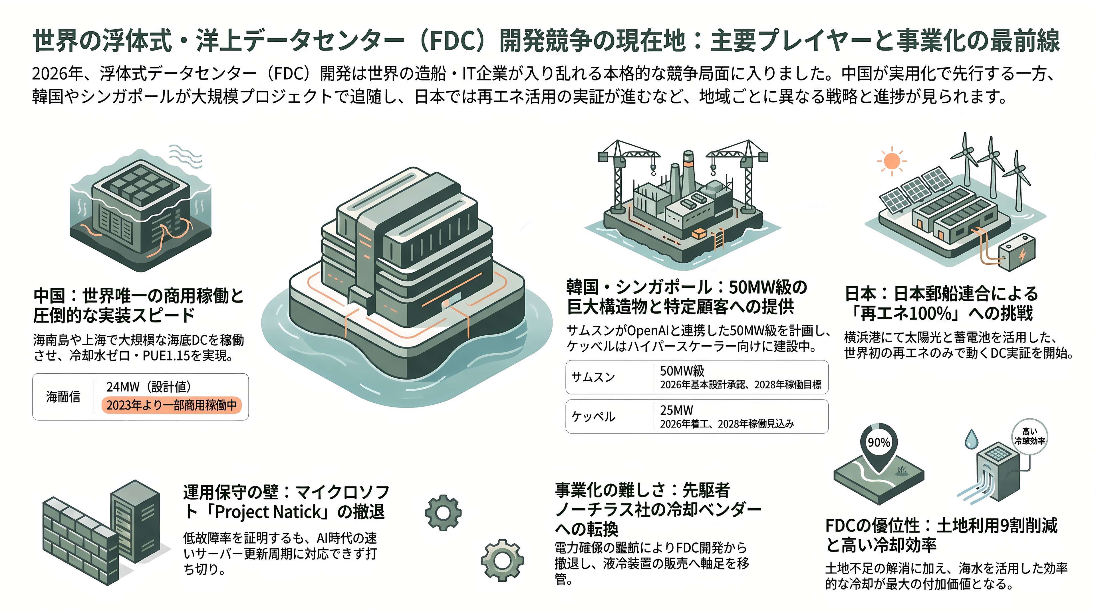 商船三井と日立製作所、日立システムズ、中古船を活用した浮体式データセンター（FDC）の共同開発を開始 - 世界の浮体式・洋上データセンター競争 ― 中国・韓国・欧州の現在地 - 章扉