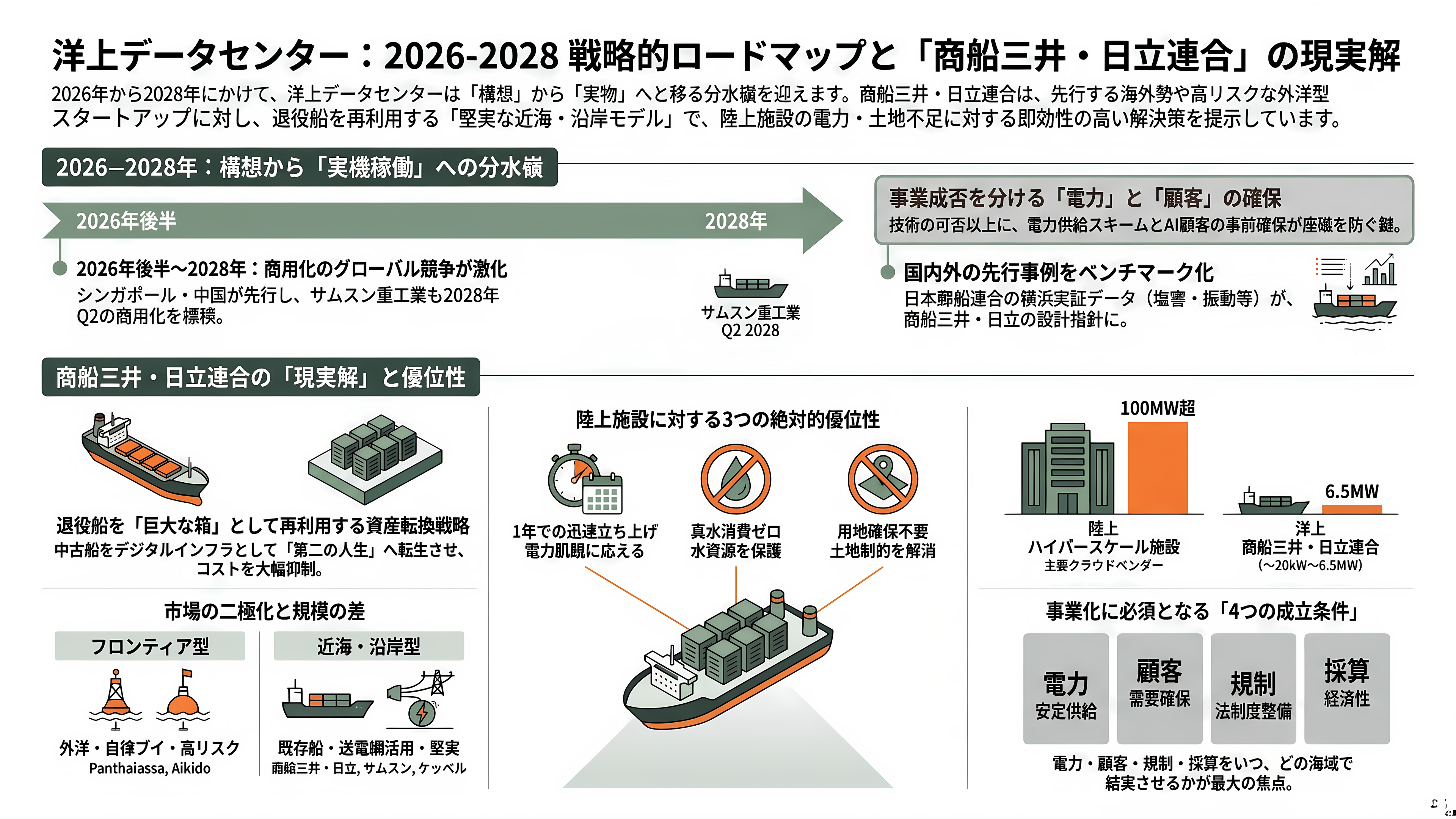 商船三井と日立製作所、日立システムズ、中古船を活用した浮体式データセンター（FDC）の共同開発を開始 - 今後の展望 ― いつ、何が動くか - 章扉