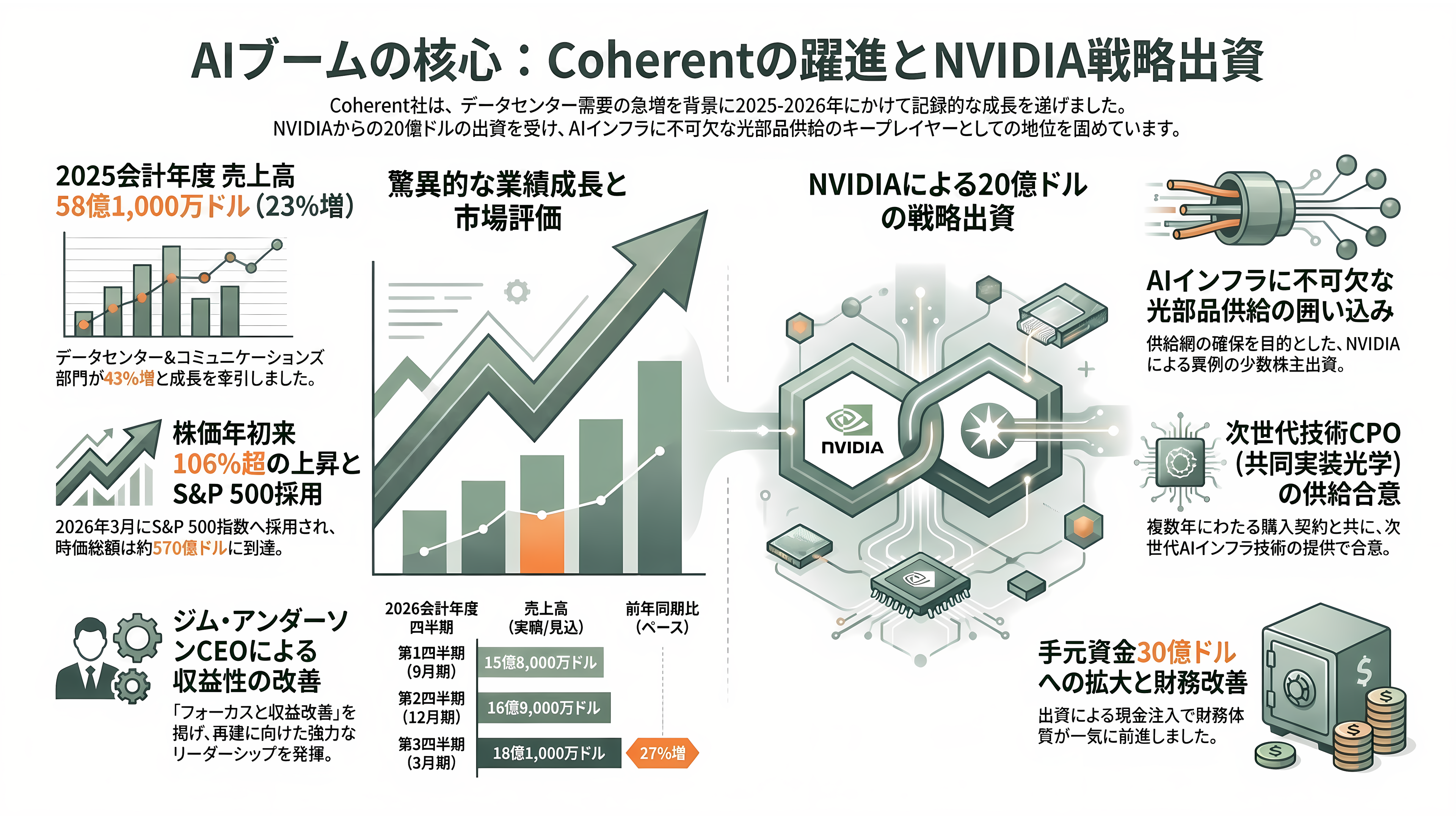 光技術(フォトニクス)で世界トップ、米Coherent(コヒレント)(COHR)とは - AIブームの主役に躍り出た——業績・株価・NVIDIA出資 - 章扉