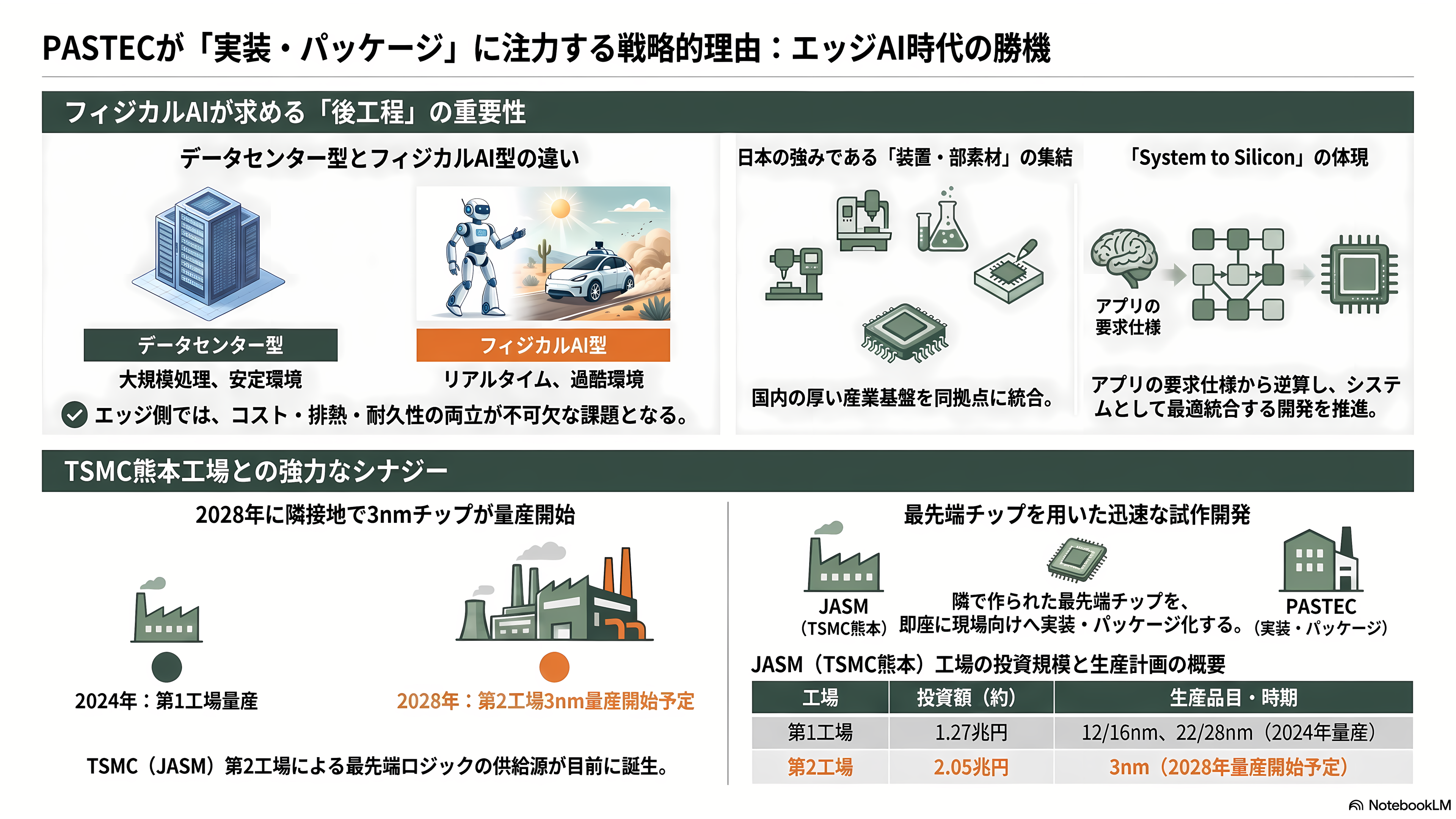 熊本県と三井不動産（8801）が共同で研究開発拠点、フィジカルＡＩ・半導体基盤センター（PASTEC）設置へ。産学官連携拠点くまもとサイエンスパーク内。 - PASTEC ― なぜ「前工程」ではなく「実装・パッケージ」を選んだのか - 章扉