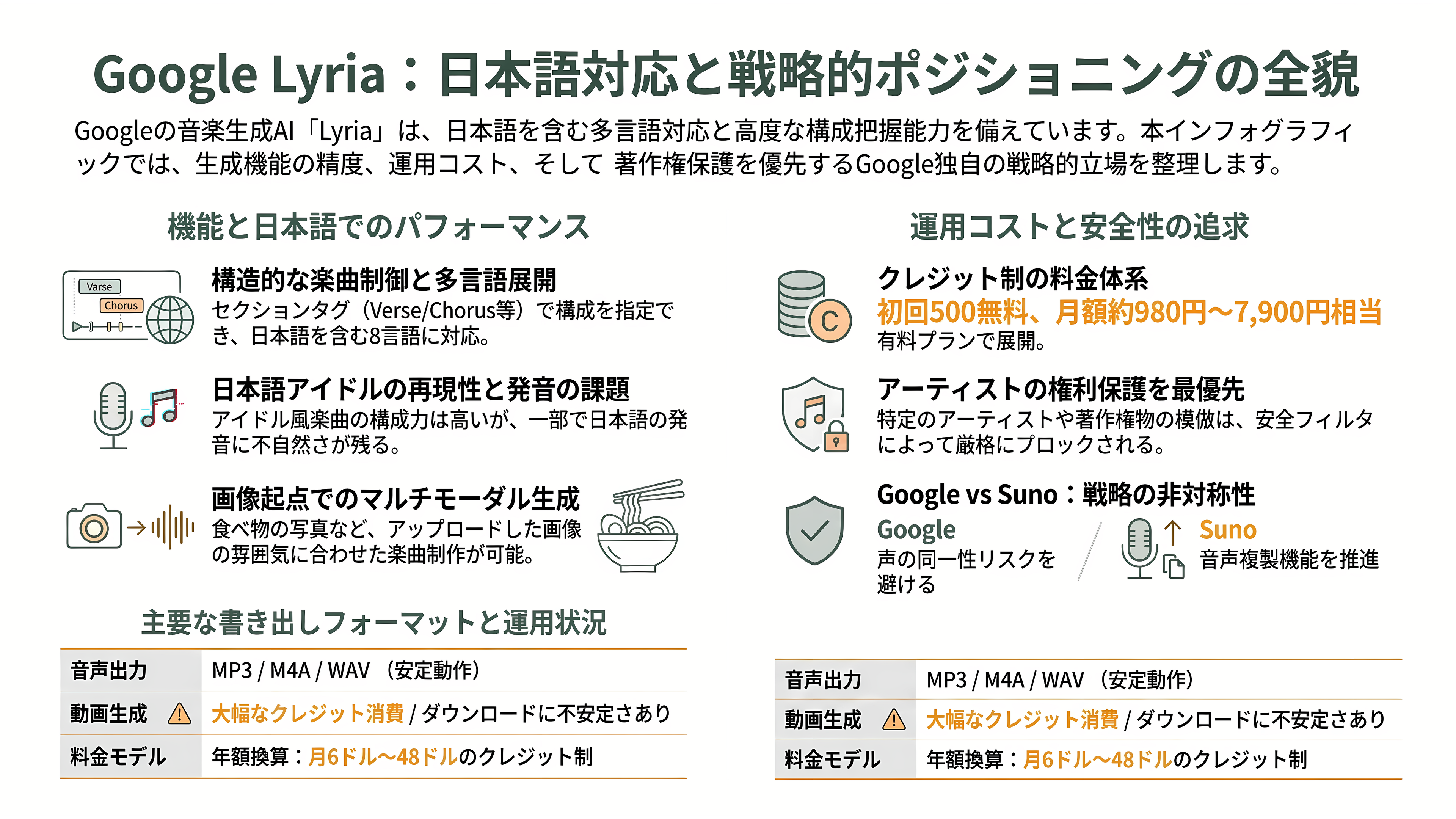 Google 音楽生成AI、Lyria 3.5を発表。豊かな楽曲性の向上と、歌詞やボーカルの強化 - 歌詞とボーカルの強化 — 日本語で試すと何が起きるか - 章扉