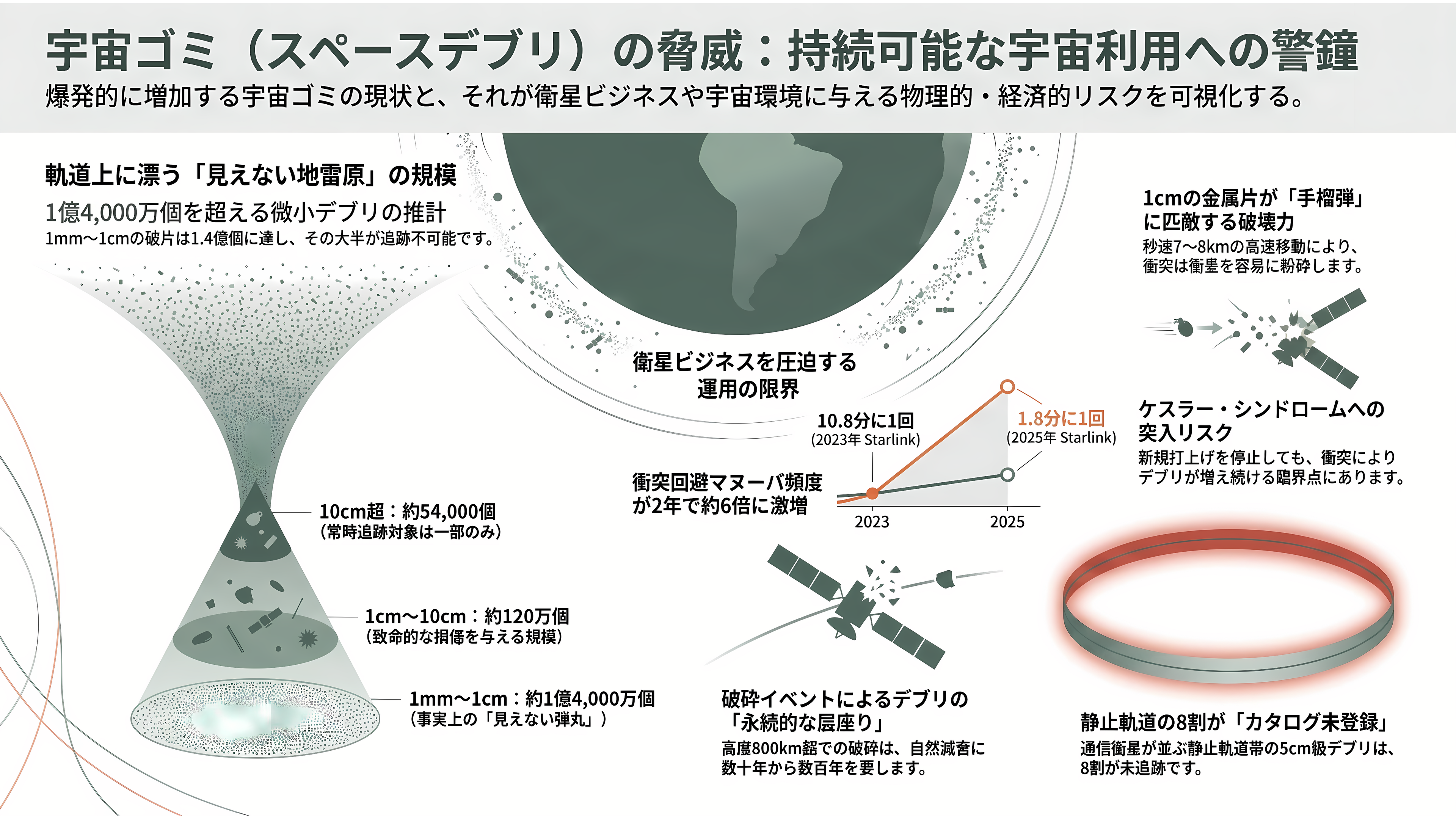宇宙ゴミ（スペースデブリ）の除去サービス、アストロスケールホールディングス（186A）。先行投資が重い負担となるが売上収益2.4倍と急成長 - 宇宙ゴミ（スペースデブリ）とは何か ― 4万6,100個のカタログと1億4,000万個の破片 - 章扉
