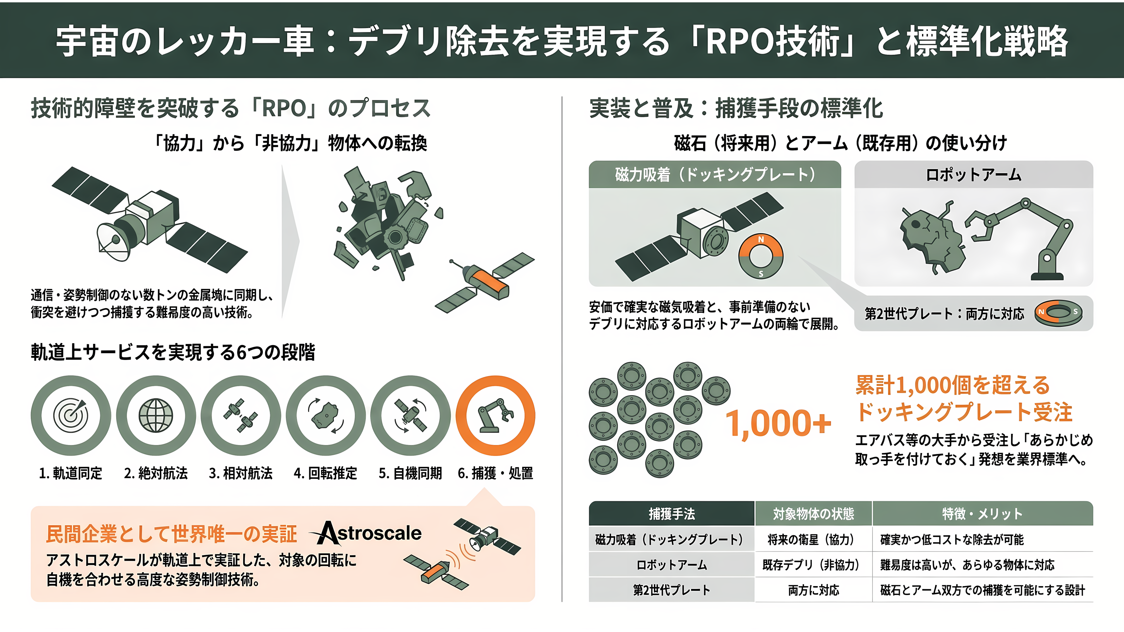 宇宙ゴミ（スペースデブリ）の除去サービス、アストロスケールホールディングス（186A）。先行投資が重い負担となるが売上収益2.4倍と急成長 - 「デブリ除去サービス」の中身 ― 非協力物体へのRPOという一点突破 - 章扉