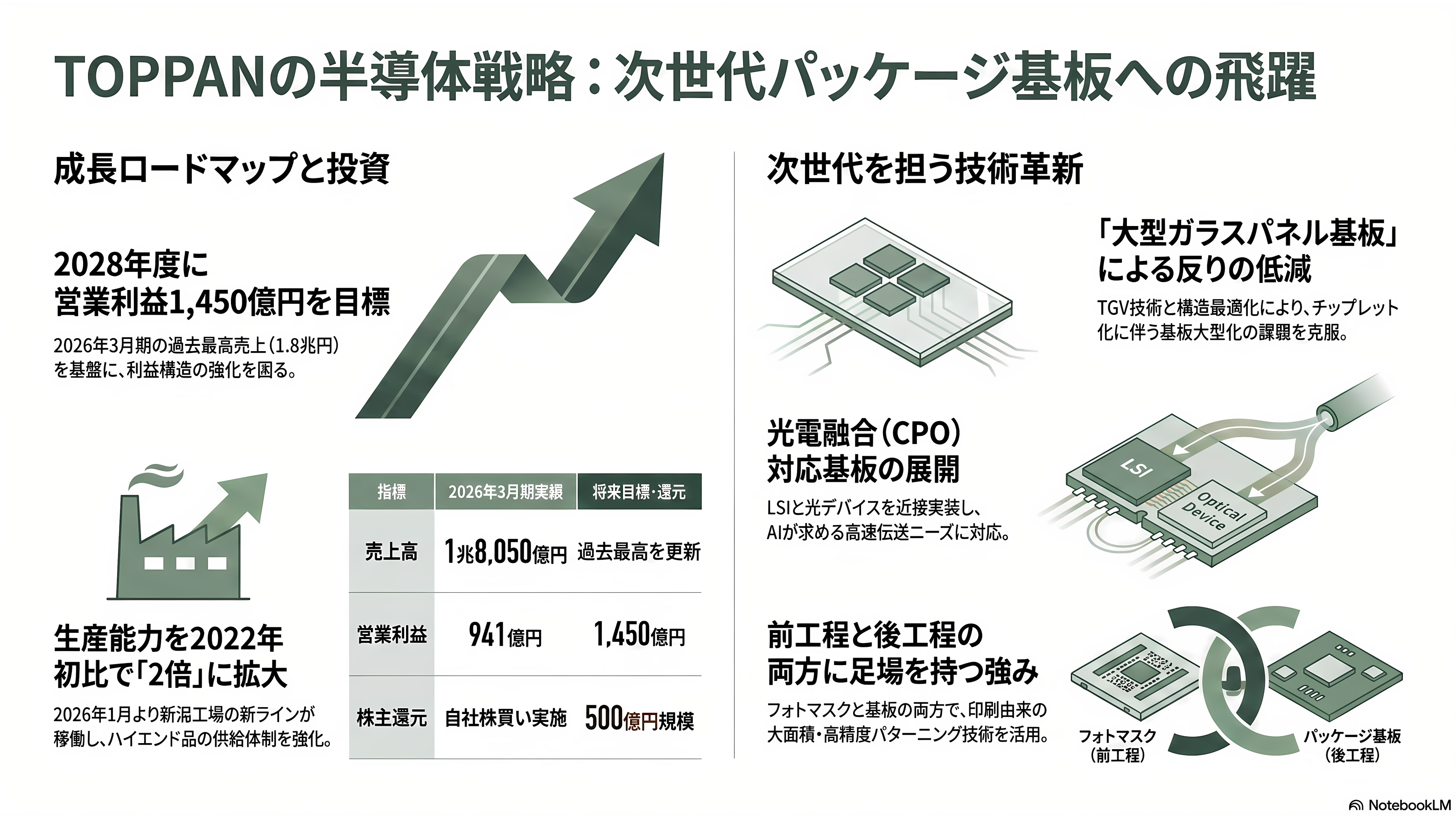 特集 NTT IOWN（アイオン）構想 光電融合プレイヤー企業 34選 - TOPPANホールディングス——FC-BGA新ライン稼働、CPO対応基板を展示 - 章扉