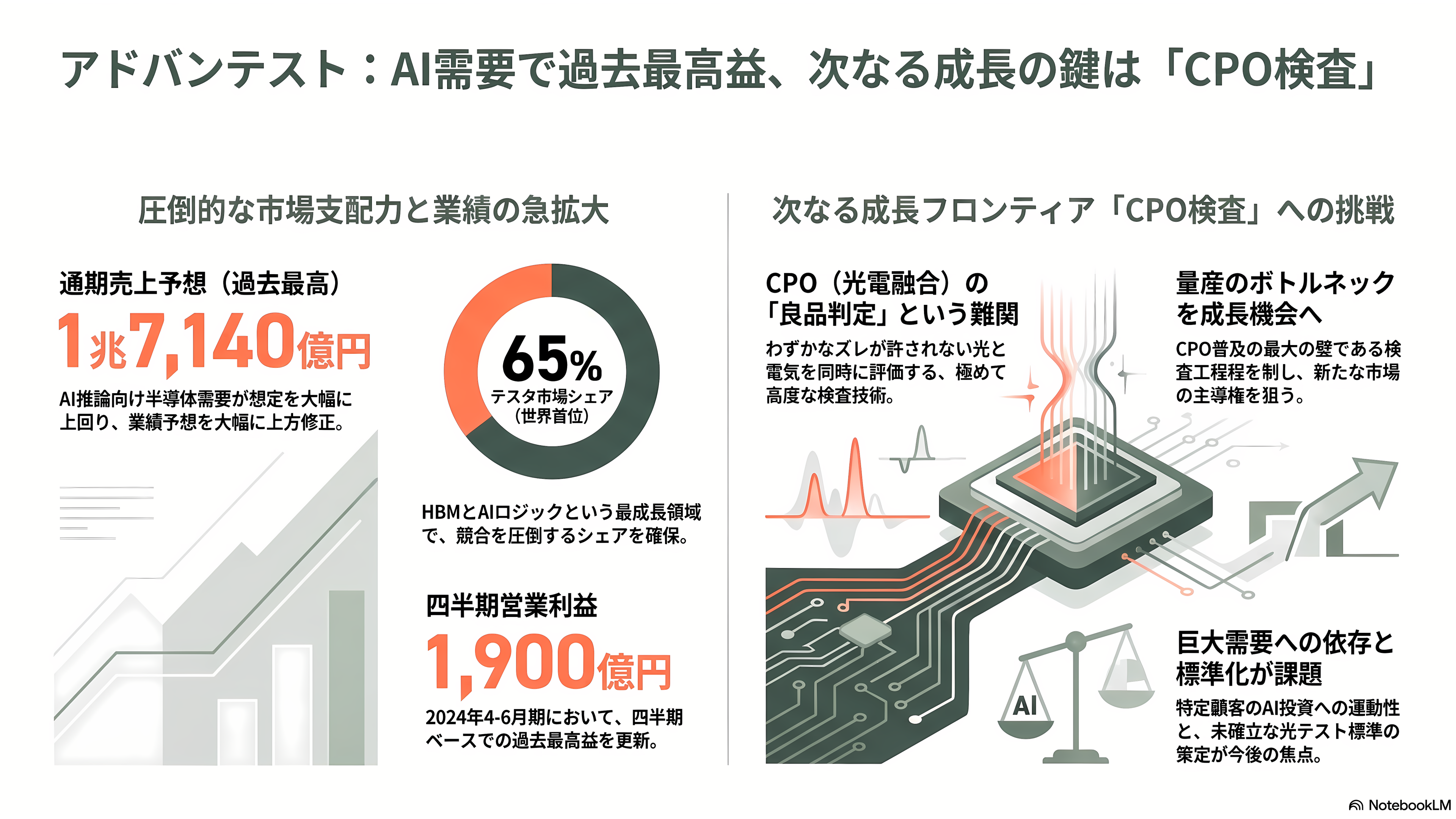 特集 NTT IOWN（アイオン）構想 光電融合プレイヤー企業 34選 - アドバンテスト——テスタ世界首位、CPOの「良品判定」という次の関門 - 章扉