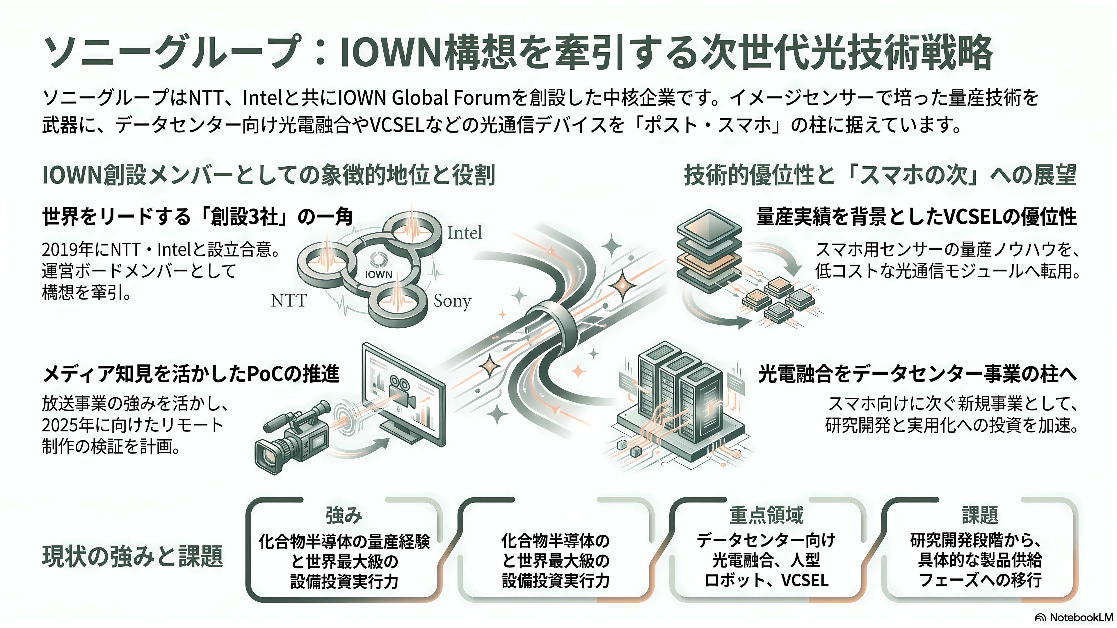 特集 NTT IOWN（アイオン）構想 光電融合プレイヤー企業 34選 - ソニーグループ——IOWN創設3社の一角、VCSELと光電融合に「スマホの次」を託す - 章扉