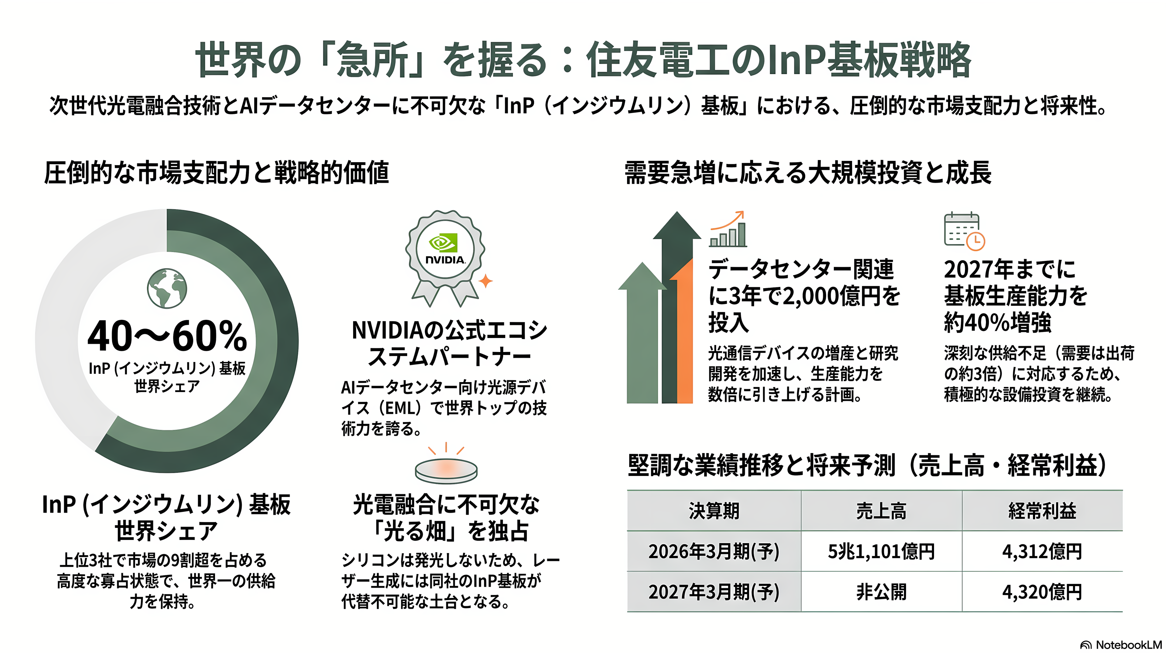 特集 NTT IOWN（アイオン）構想 光電融合プレイヤー企業 34選 - 住友電気工業——InP基板という、世界の急所を握る - 章扉