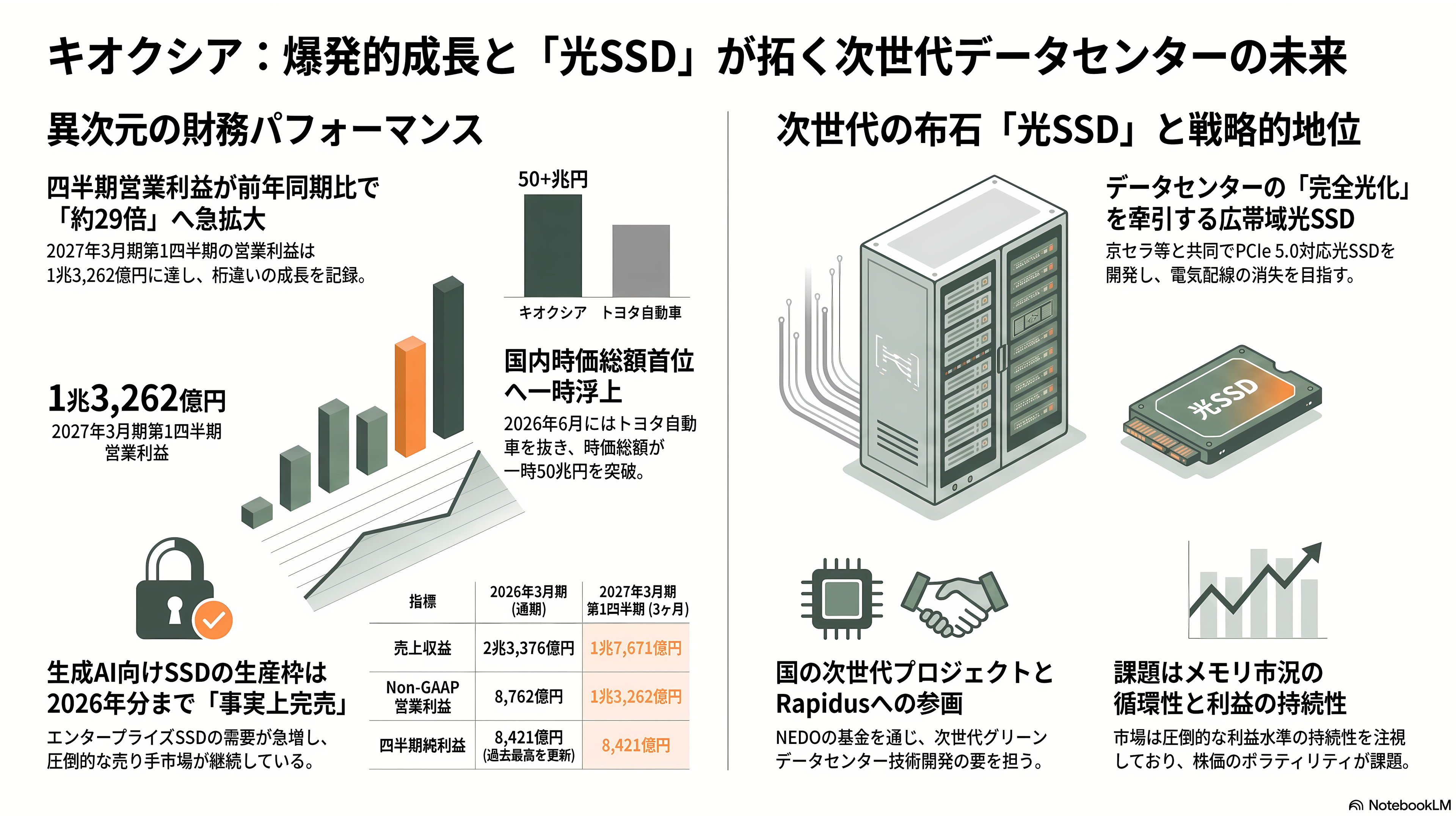 特集 NTT IOWN（アイオン）構想 光電融合プレイヤー企業 34選 - キオクシア——光SSDという最後のピース、そして異次元の決算 - 章扉