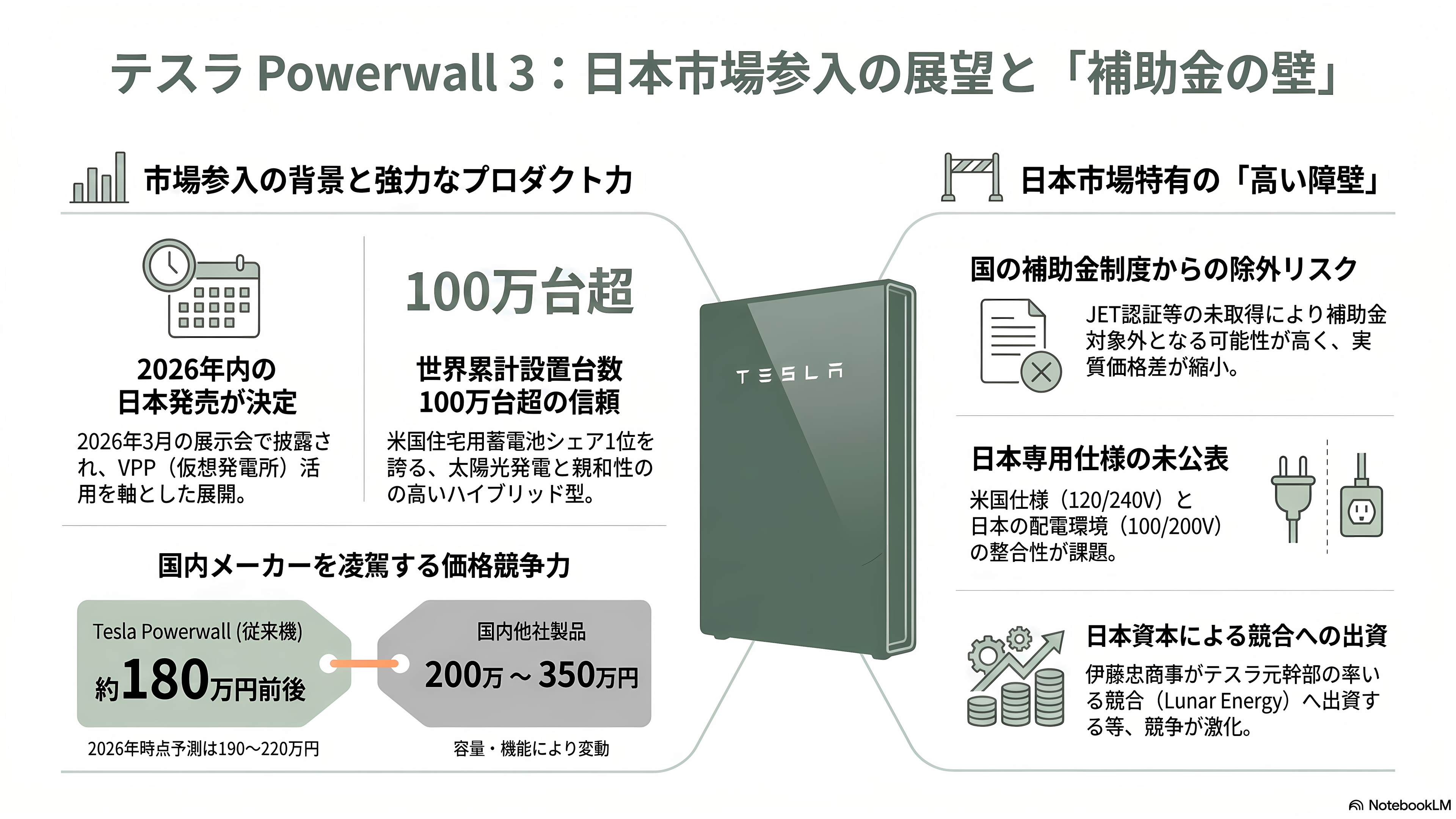 テスラ蓄電池Powerwall 3とは - 日本市場——2026年内発売と、補助金という壁 - 章扉