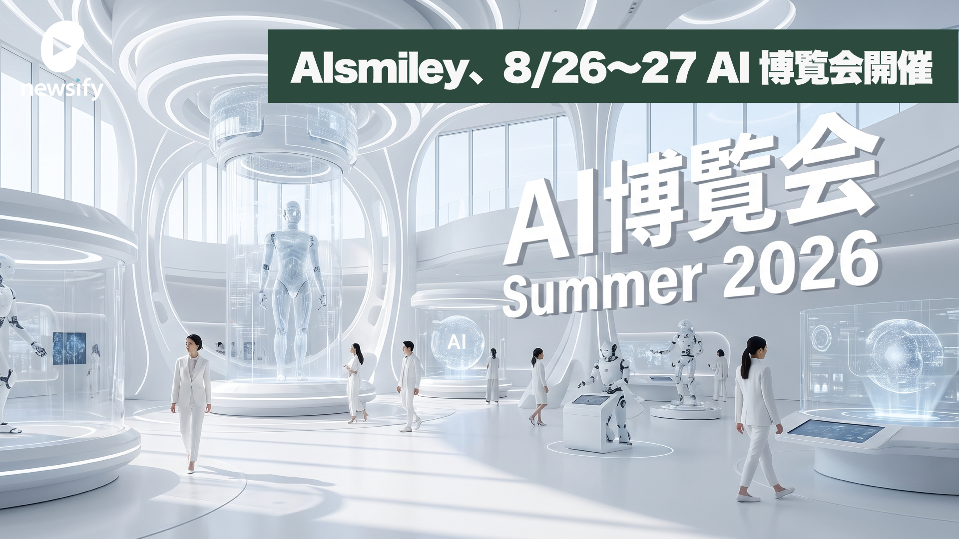 AIsmiley（アイスマイリー）、AI博覧会 Summer 2026開催。8月26日、27日の2日間、新宿住友ビル三角広場にて。100社200製品が出展、入場無料