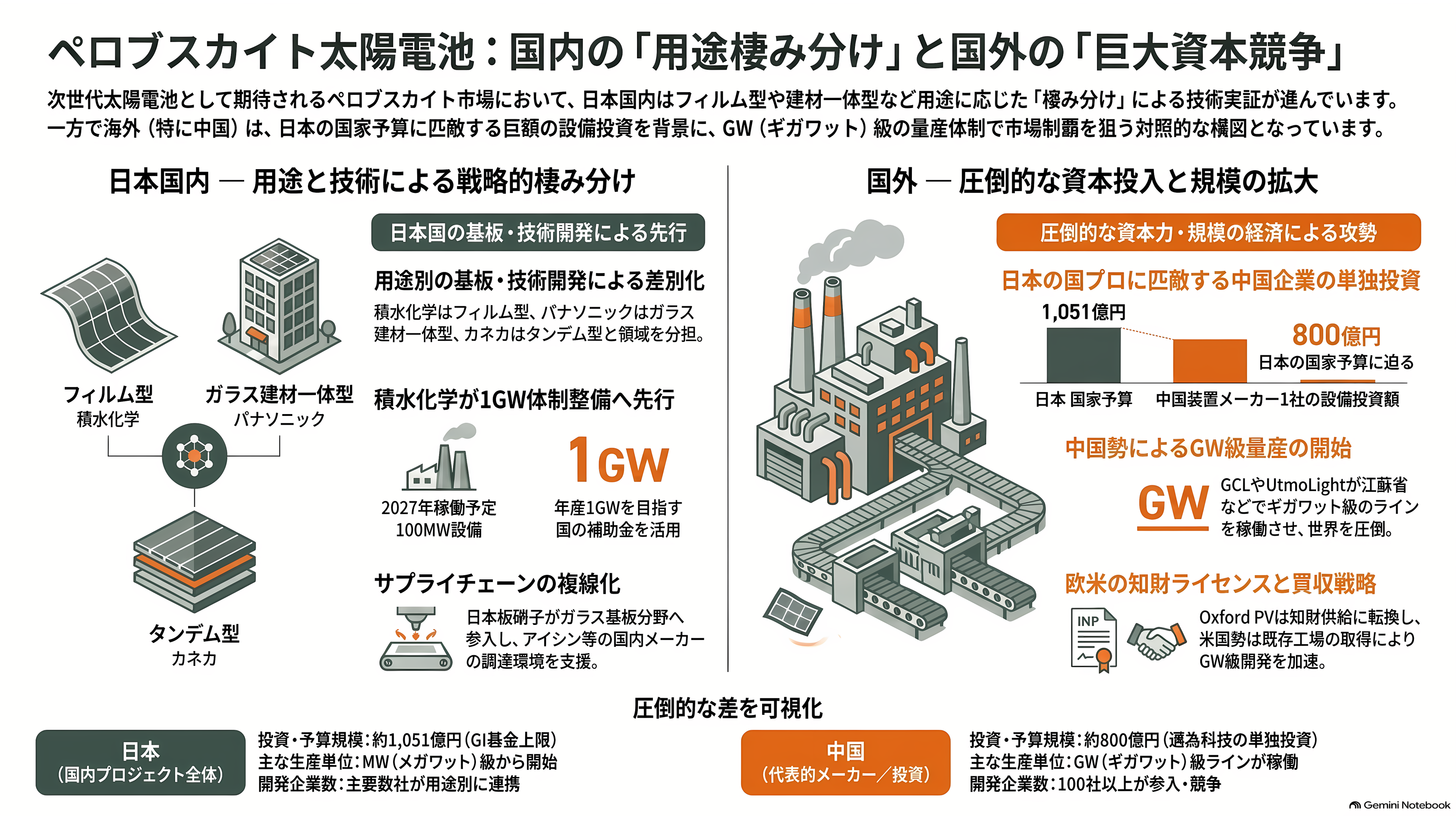 薄ガラス型ペロブスカイト太陽電池のアイシン（7259）、グリーンイノベーション基金事業（GI基金）に採択 - 業界の状況と競合 ― 国内は用途で棲み分け、国外は資本で殴り合う - 章扉
