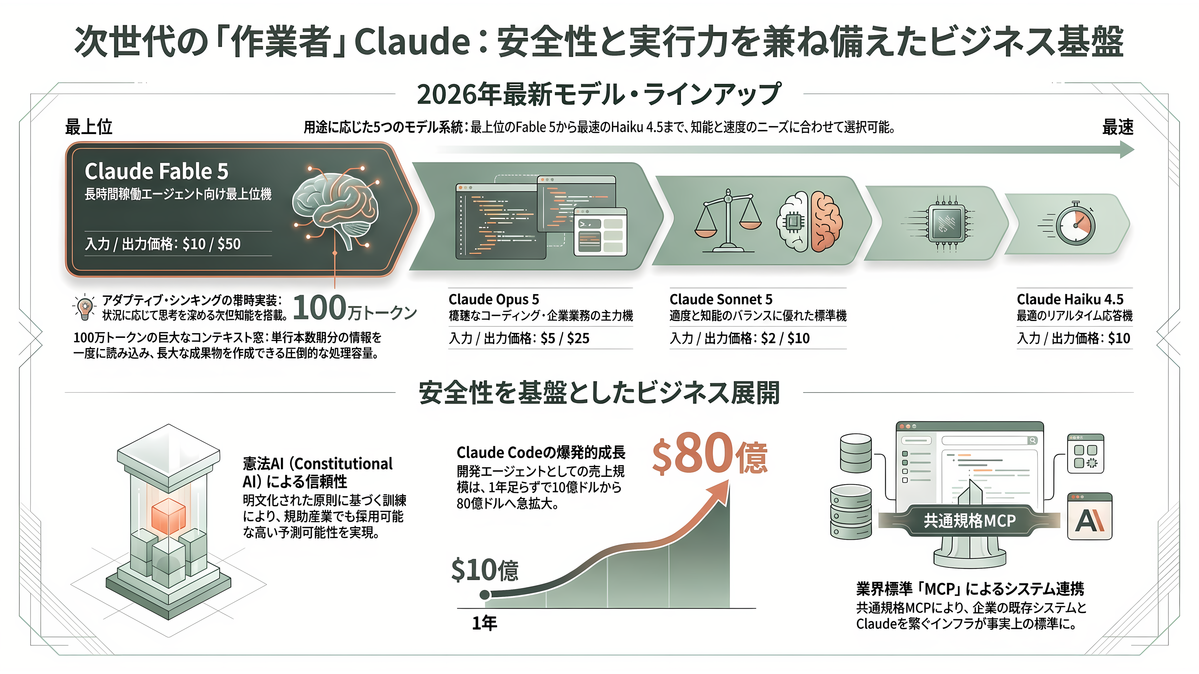 Anthropic（アンソロピック）、異次元の成長。四半期売上は前年14倍、初の四半期営業黒字。10月には評価額2兆ドル（約319兆円）でのIPOを計画と報道 - Claudeとは──「安全性」を出発点にしたモデルが、企業の業務基盤になるまで - 章扉