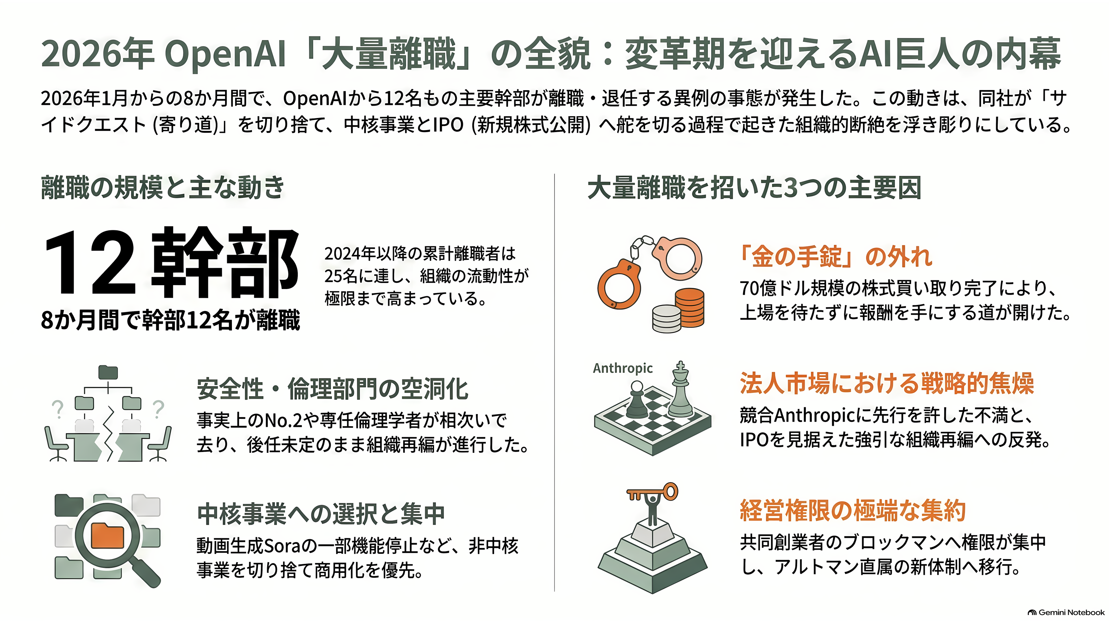サム・アルトマンの右腕。在籍9年のOpenAI COO Brad Lightcap(ブラッド・ライトキャップ)退職 - 2026年のOpenAI「大量離職」——8か月で幹部12人が去った - 章扉
