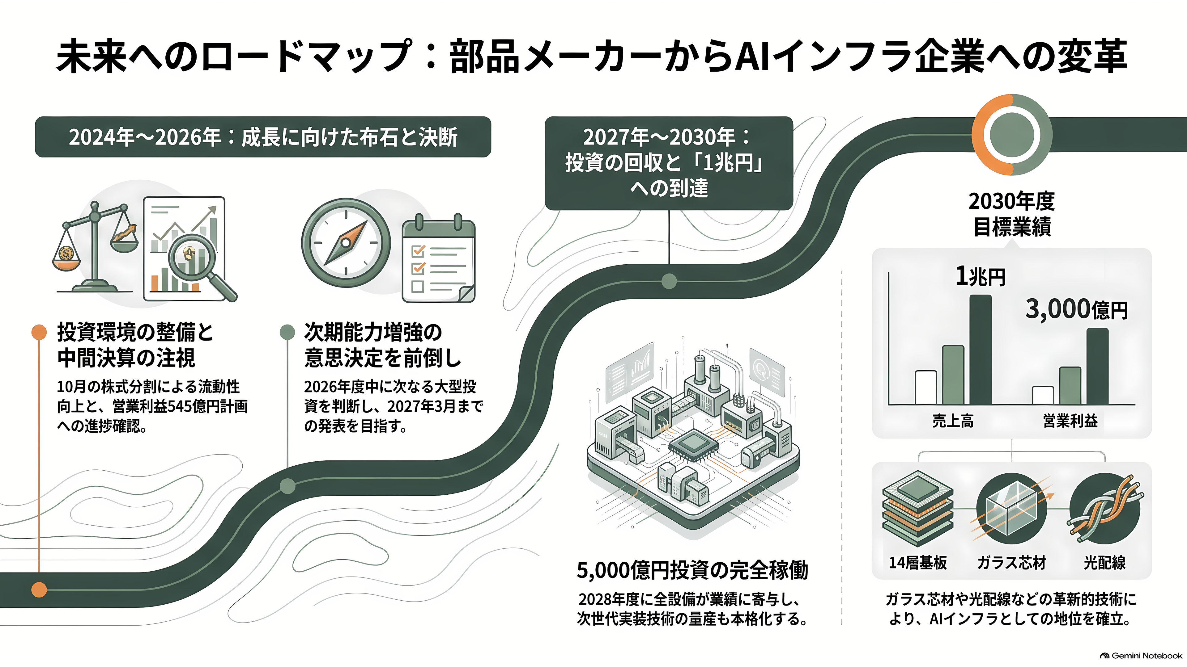 イビデン(4062)、AI半導体の土台 ABF基板で世界シェア50%以上3年で5,000億円を投じ岐阜・大垣の河間事業場を大増強 - これから何が、いつ起きるか - 章扉