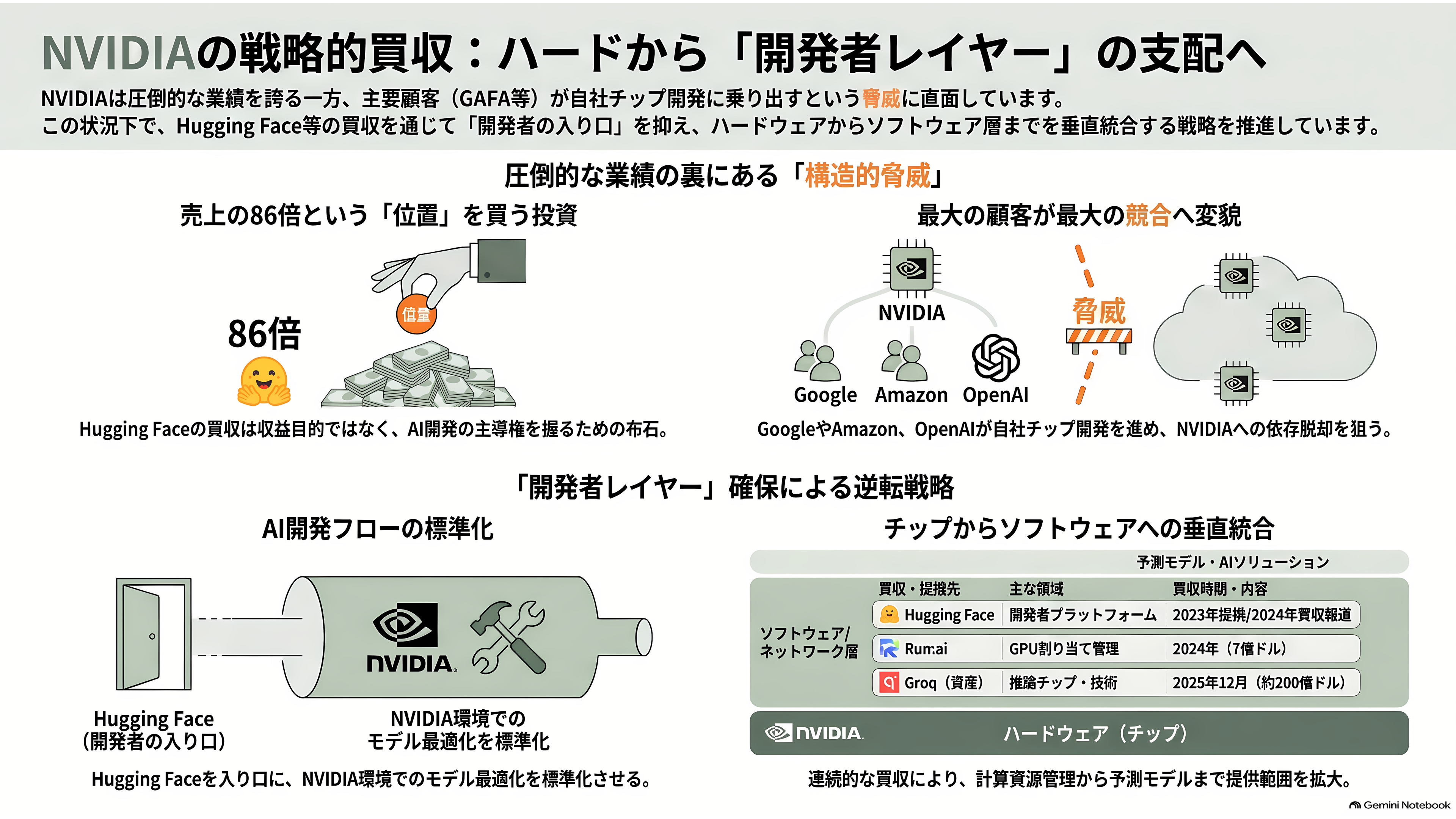 NVIDIA、AI開発の総本山 Hugging Faceを約2兆円で買収合意と報道。AI開発者コミュニティは中立性維持に深刻な懸念 - NVIDIAが2兆円で買おうとしているのは売上ではない - 章扉