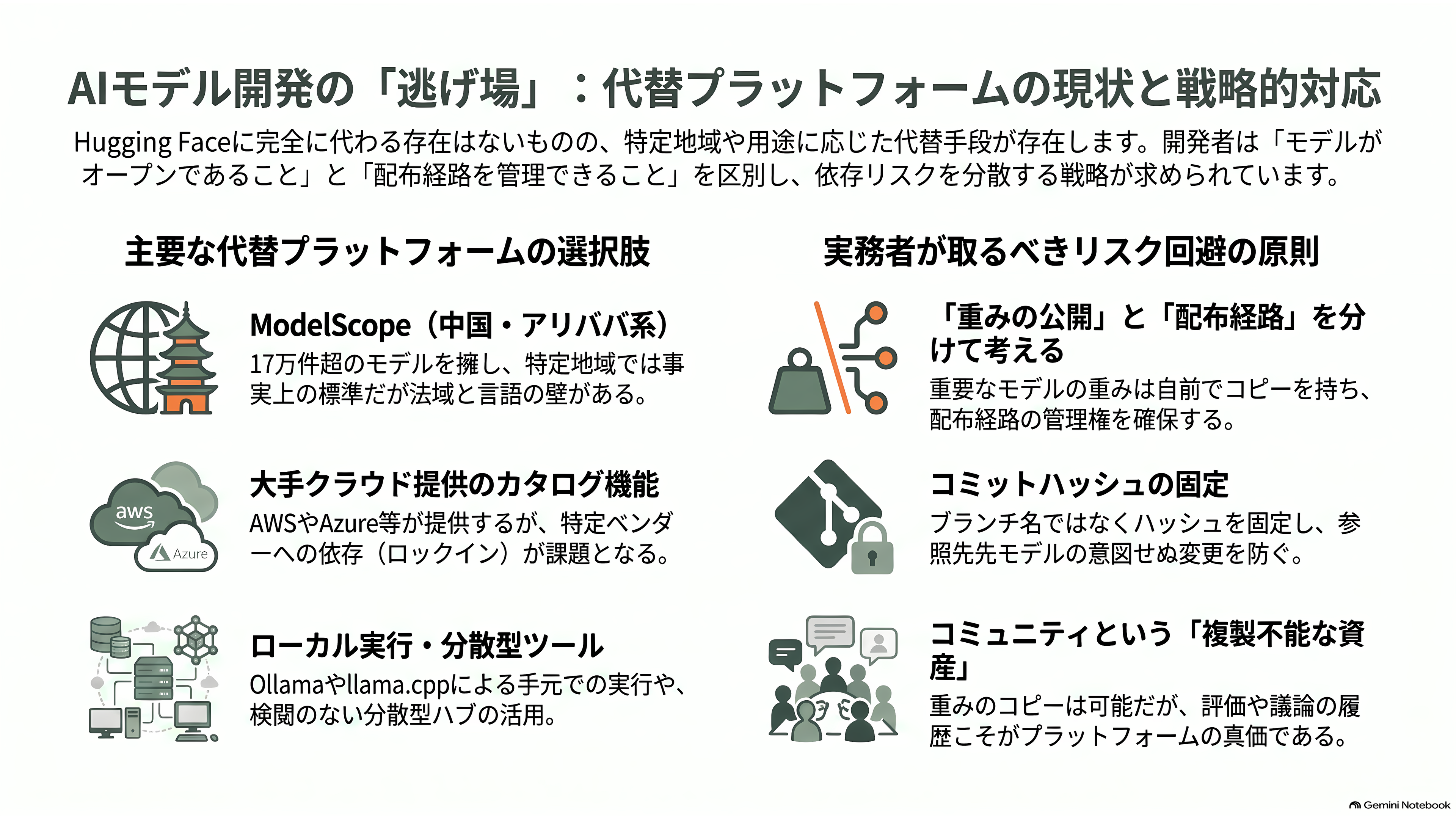 NVIDIA、AI開発の総本山 Hugging Faceを約2兆円で買収合意と報道。AI開発者コミュニティは中立性維持に深刻な懸念 - 逃げ場としての代替プラットフォーム - 章扉