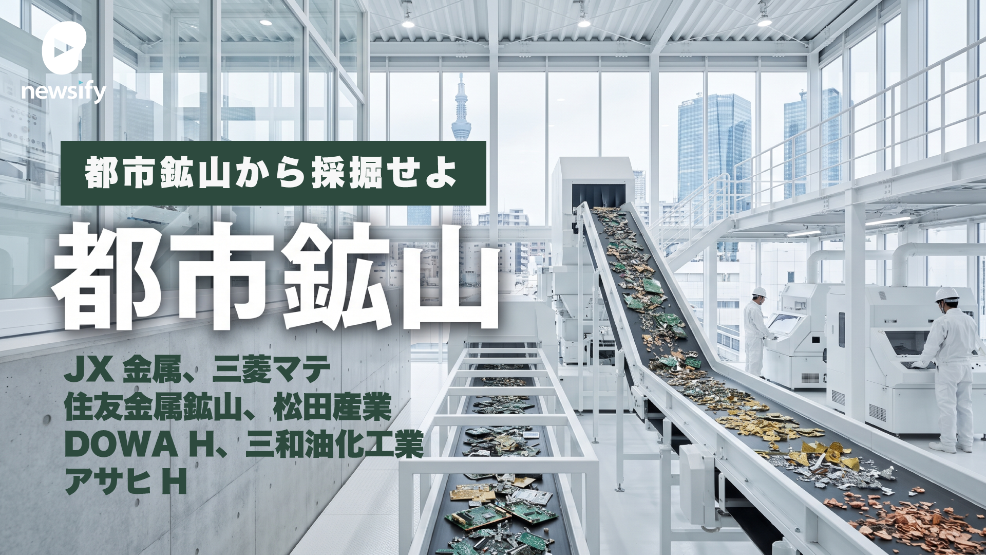 都市鉱山から採掘せよ。JX金属（5016）、三菱マテリアル（5711）、住友金属鉱山（5713）、松田産業（7456）、DOWAホールディングス（5714）、三和油化工業（4125） 、 アサヒH（5857）
