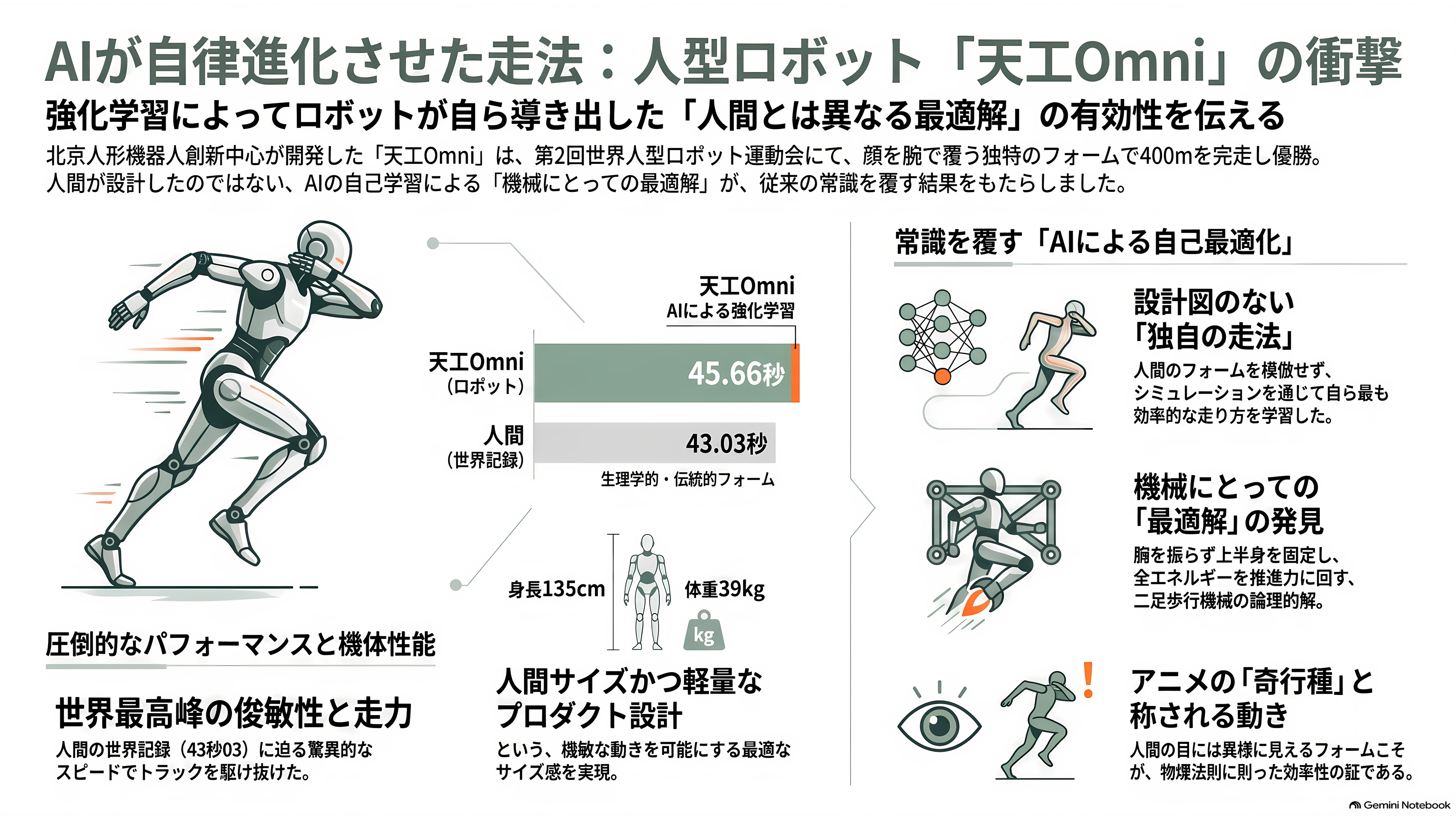 第2回 世界人型ロボット運動会を産業視点で俯瞰。上位は独自勢、Unitree（宇樹科技）は予選でグループ最下位で敗退。そして頭脳は中国製か、NVIDIAやIntel製か - 顔を腕で覆ったまま、400メートルを45秒66で走り切った機械 - 章扉