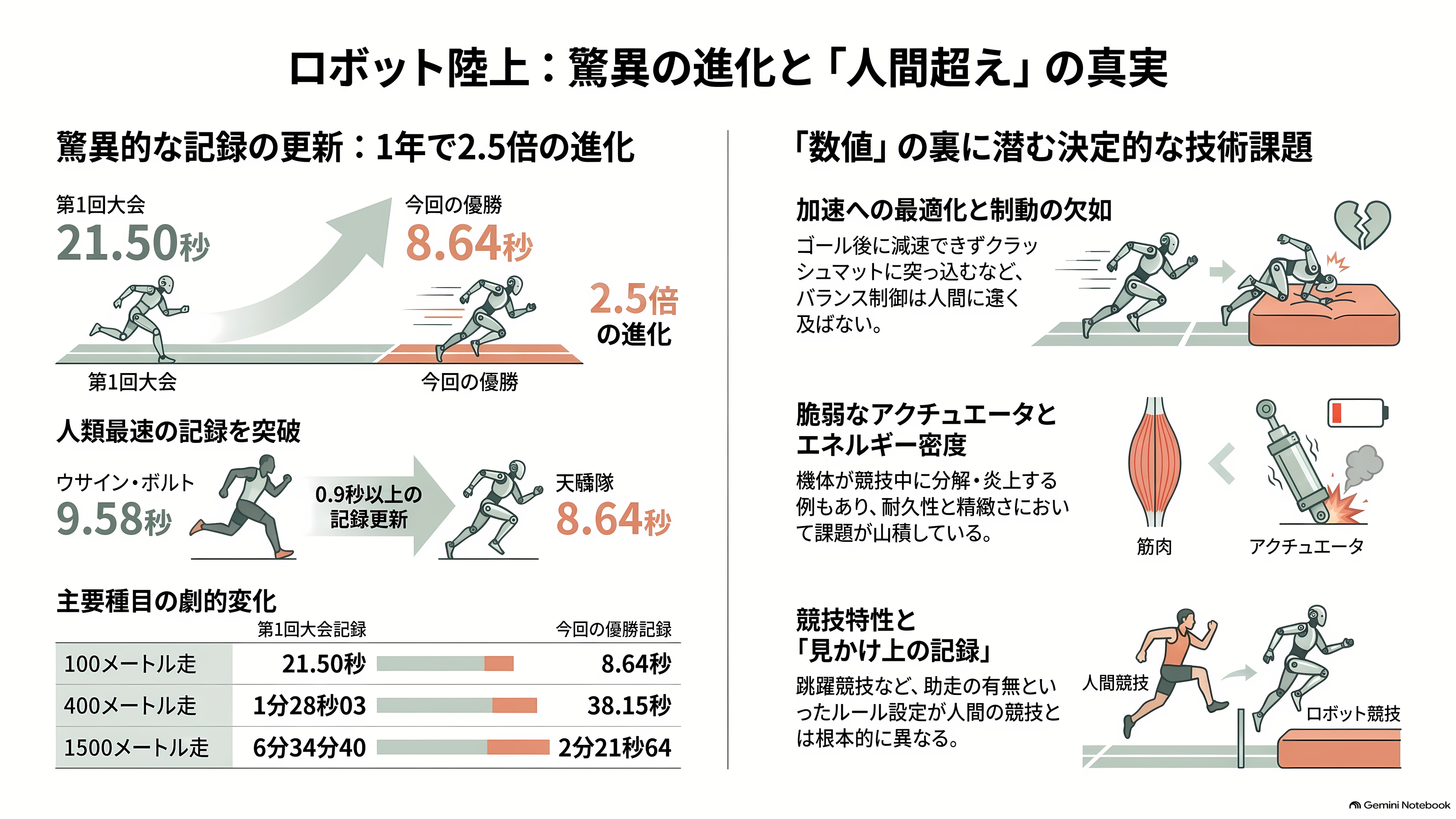 第2回 世界人型ロボット運動会を産業視点で俯瞰。上位は独自勢、Unitree（宇樹科技）は予選でグループ最下位で敗退。そして頭脳は中国製か、NVIDIAやIntel製か - 記録は1年で2.5倍速になった。ただし人間の記録と並べるのは無理がある - 章扉