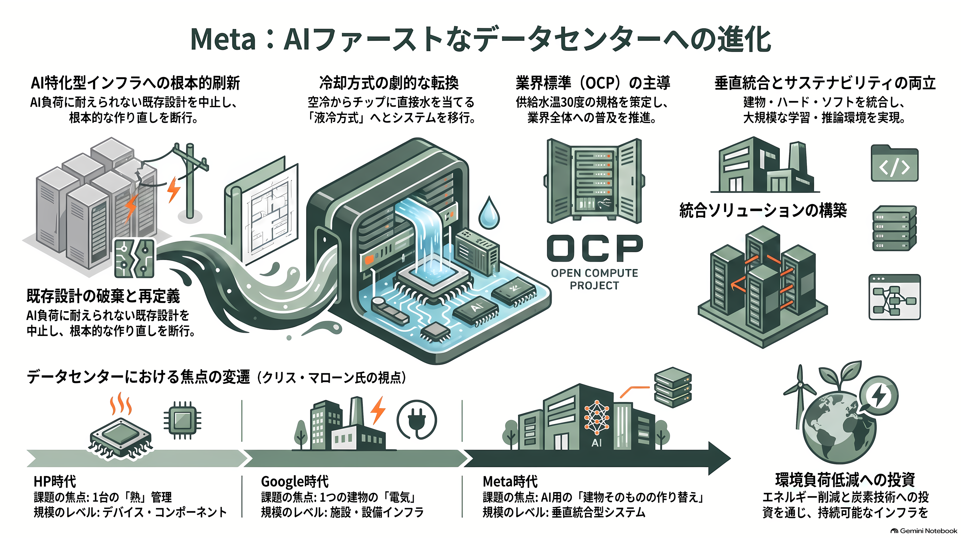 ChatGPTなどのインフラを支えていたOpenAIデータセンター責任者Chris Malone(クリス・マローン)退職 - Meta 5年 — データセンターをAI用に作り替える - 章扉