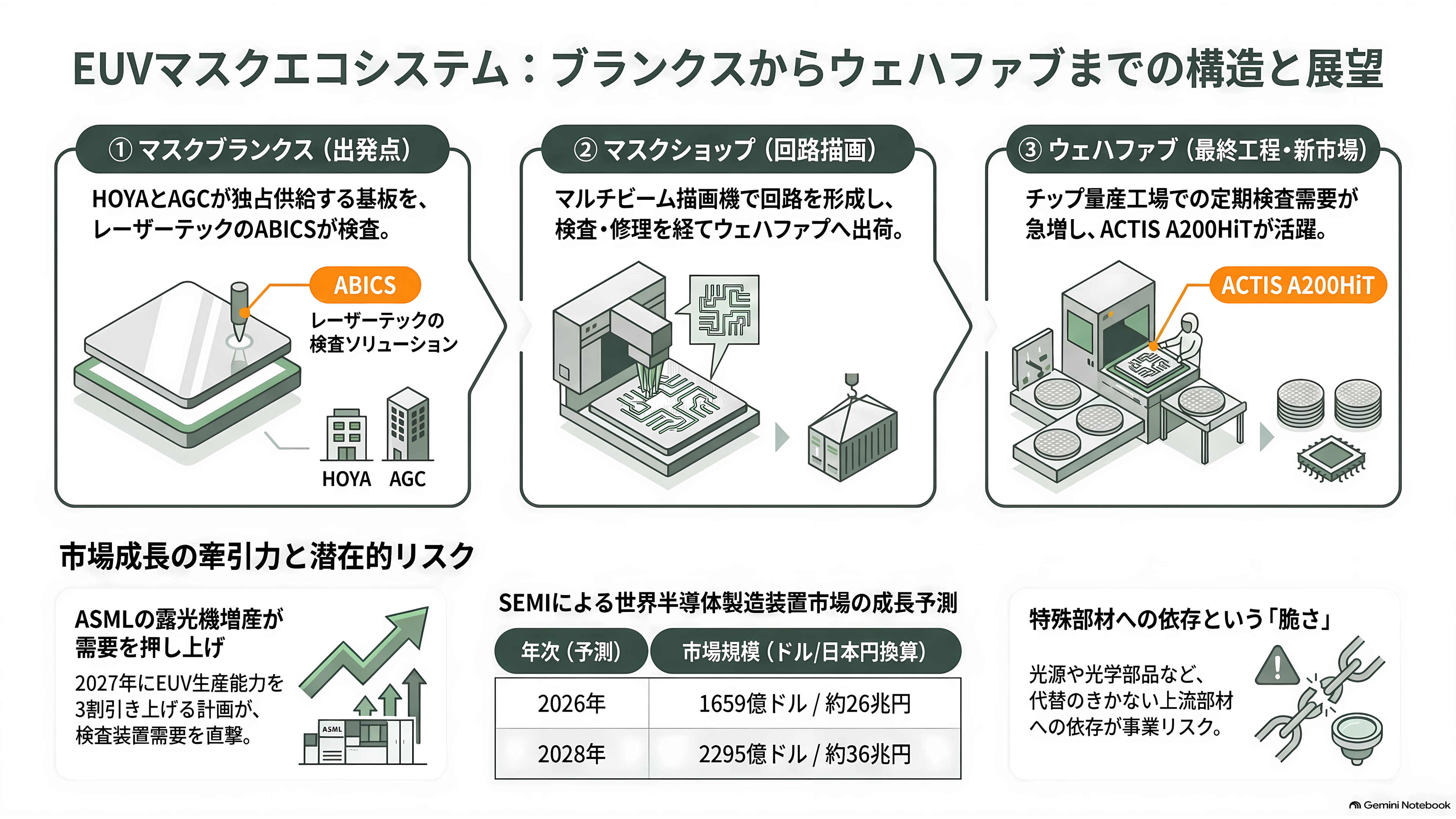 レーザーテック(6920)、EUVマスク検査で事実上の独占 - 業界の見取り図——ブランクスからウェハファブまで - 章扉
