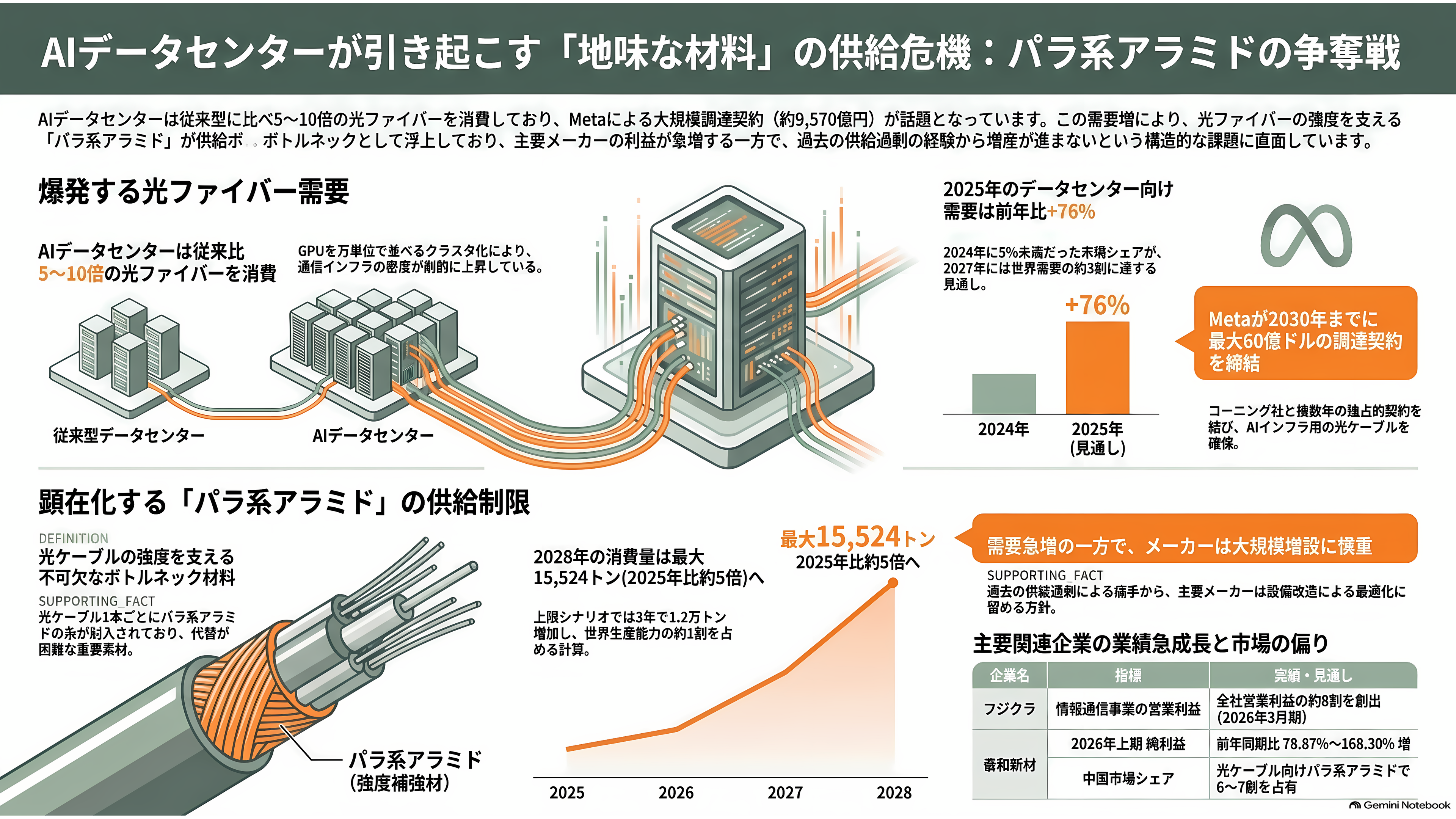 軽量、超高強度、高耐熱のアラミド繊維(Aramid fiber)とは。パラ系アラミド繊維とメタ系アラミド繊維 - AIデータセンターが、いちばん地味な材料を奪い始めた - 章扉