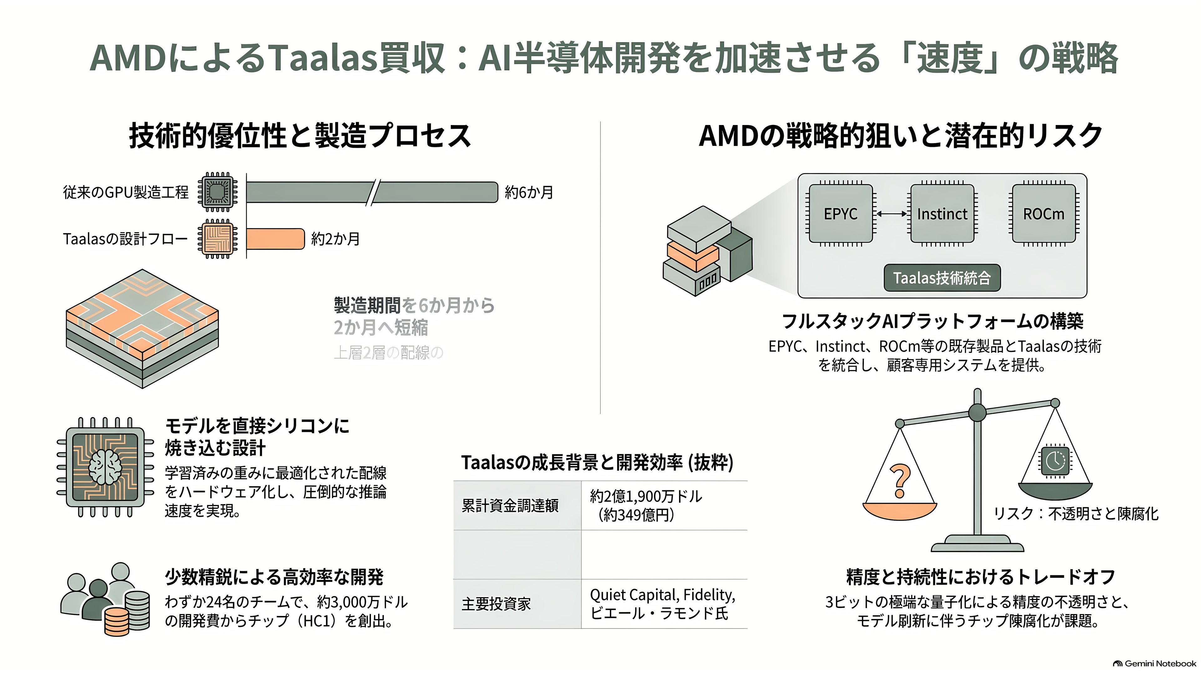 AI関連各社が一斉に推論専用の自社チップ開発へ。OpenAI Jalapeño(ハラペーニョ)、AMDによるTaalas買収、Anthropicも設計チームを始動 - AMDがTaalasを買った理由 - 章扉