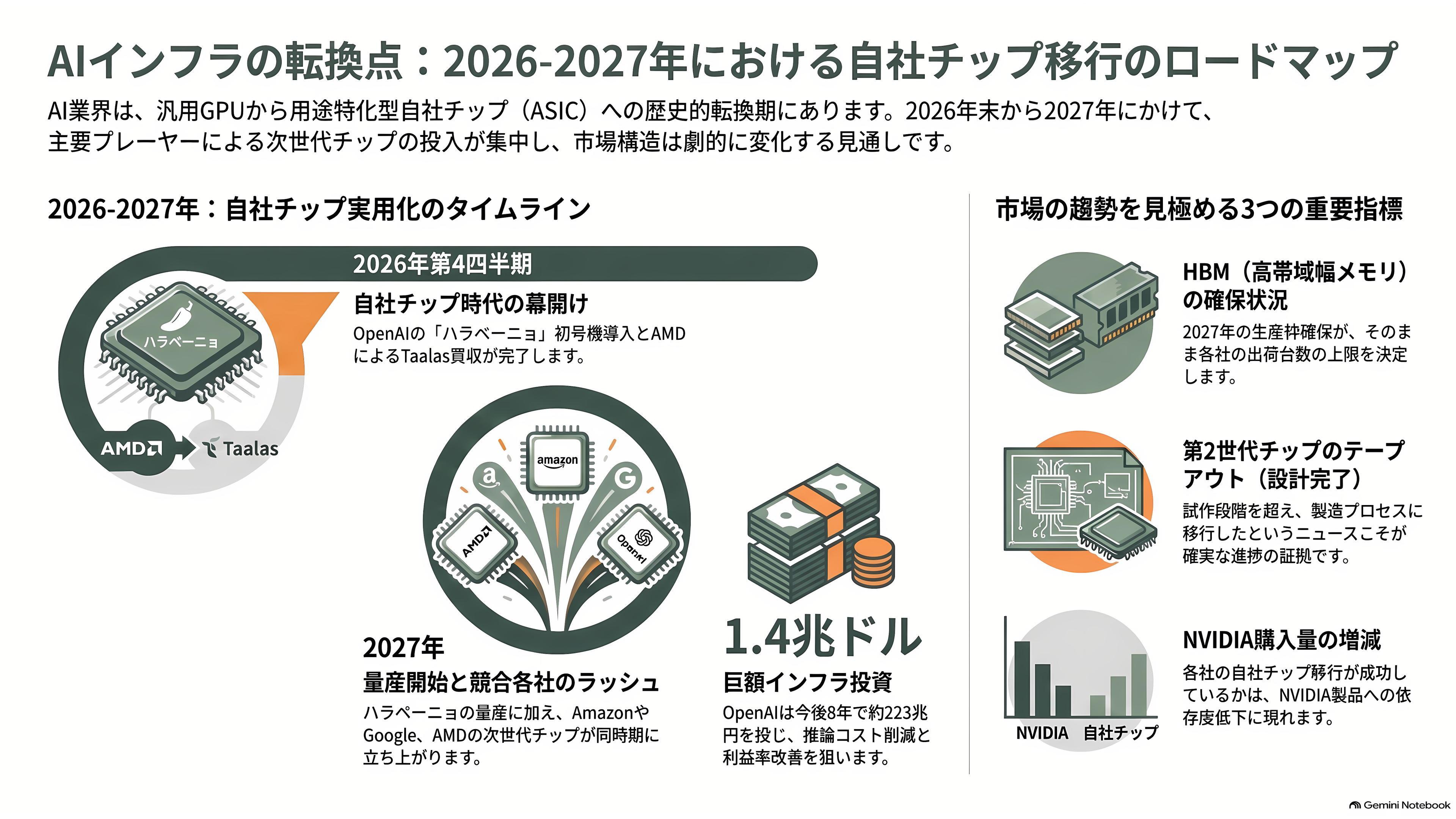 AI関連各社が一斉に推論専用の自社チップ開発へ。OpenAI Jalapeño(ハラペーニョ)、AMDによるTaalas買収、Anthropicも設計チームを始動 - これから何が起きるか - 章扉