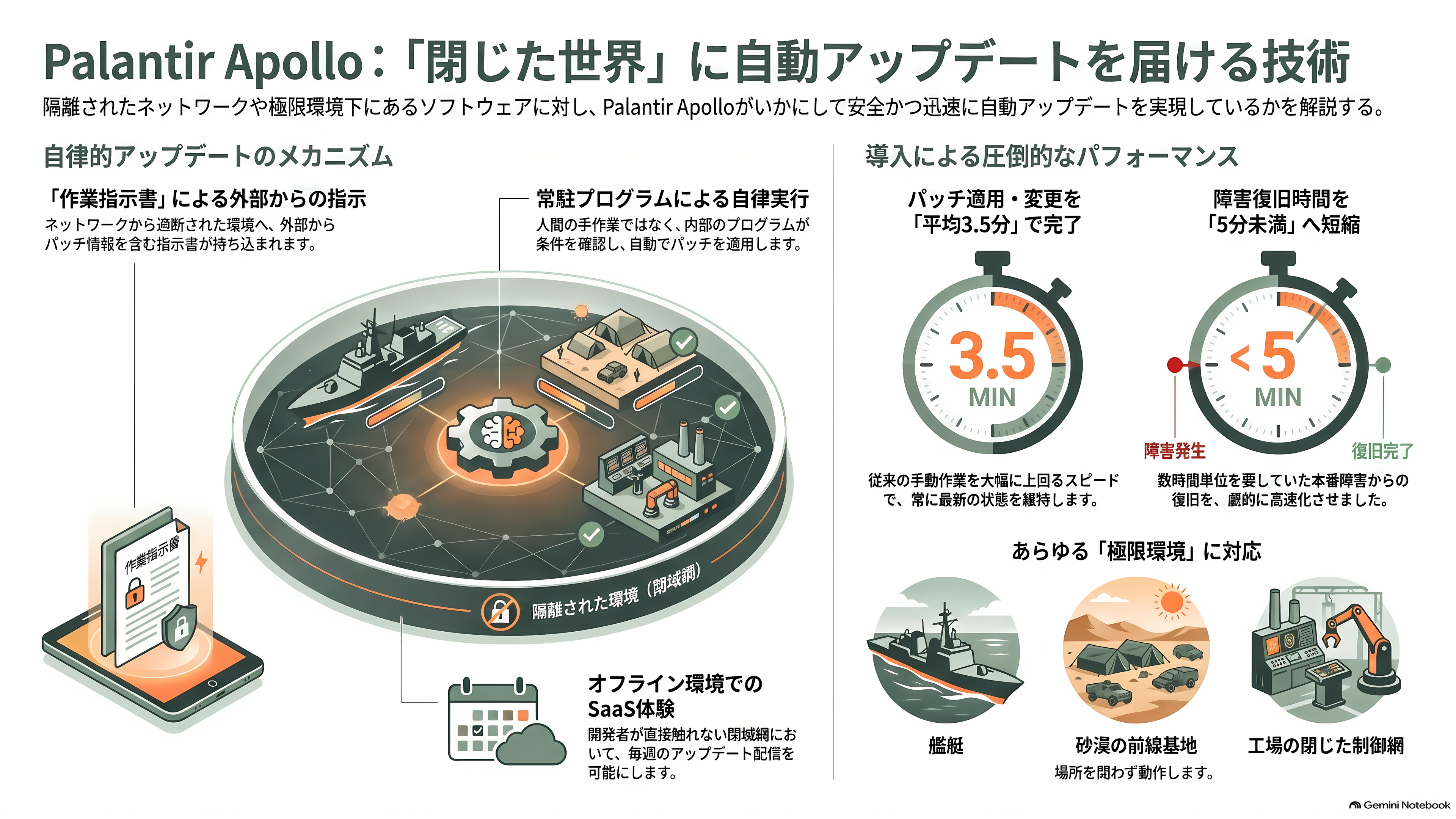 パランティアのソフトウェア「Apollo（アポロ）」とは。政府や企業の閉鎖環境（エアギャップ環境）を越え、更新を届ける継続的デリバリ(CD)基盤 - ログインできない部屋に、パッチが届く - 章扉