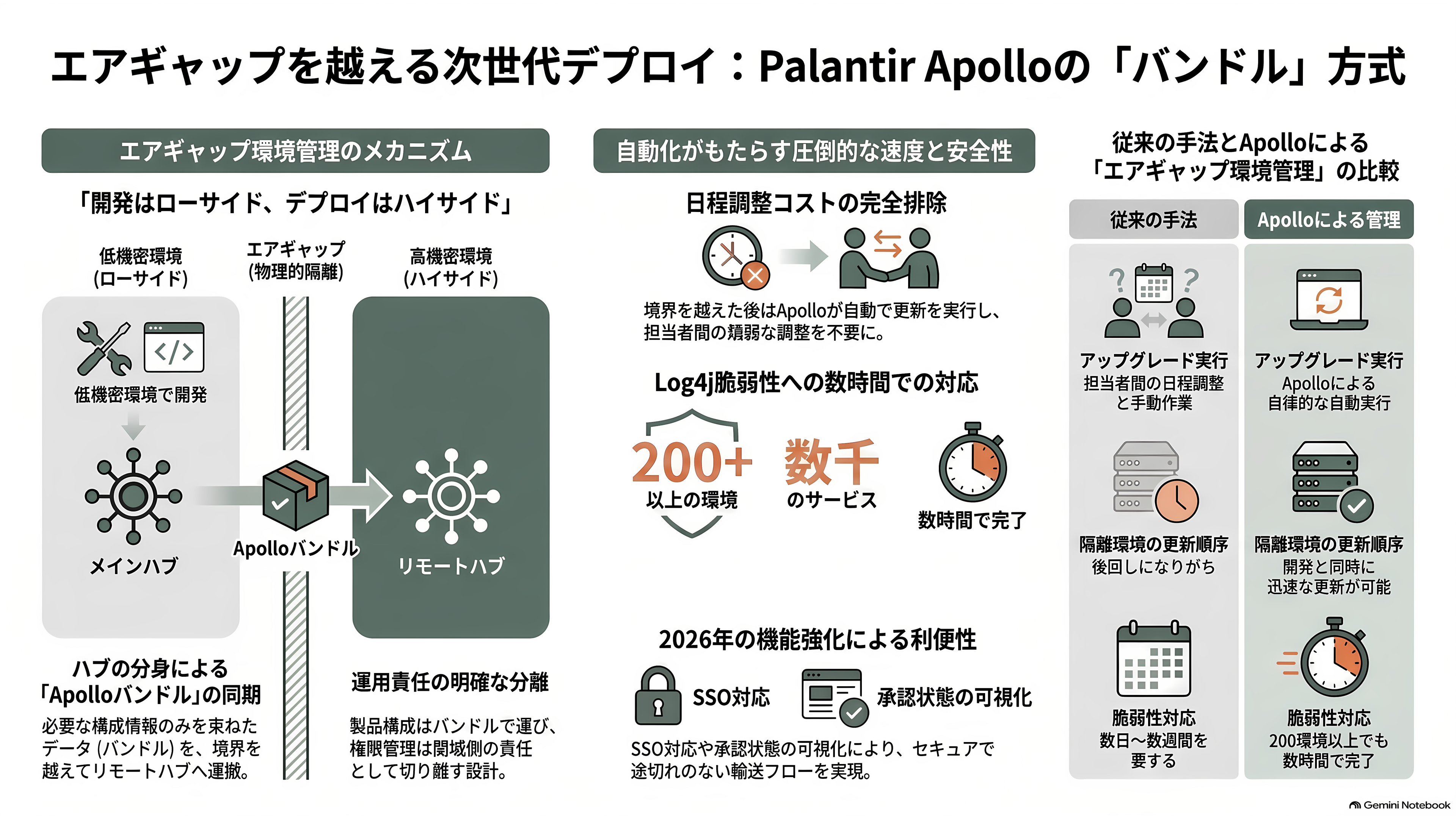 パランティアのソフトウェア「Apollo（アポロ）」とは。政府や企業の閉鎖環境（エアギャップ環境）を越え、更新を届ける継続的デリバリ(CD)基盤 - エアギャップをどう越えるのか ― バンドルという小包 - 章扉