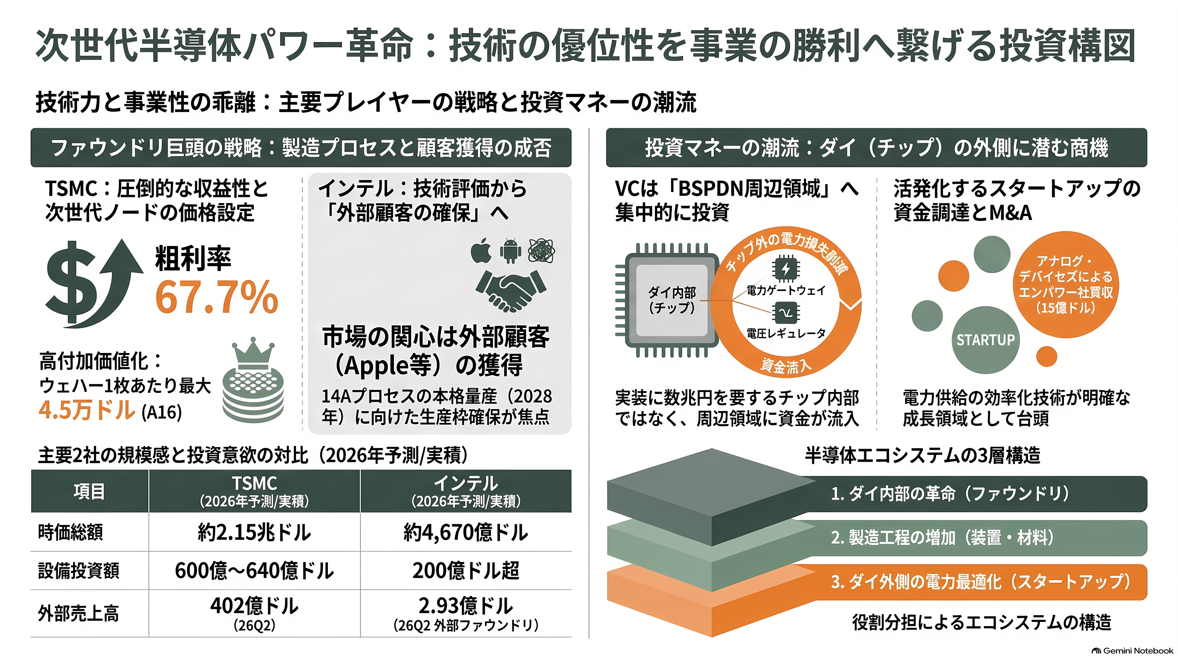 トランジスタの裏側から電源を配る裏面電源供給(BSPDN)。インテルの PowerVia と、TSMC の Super Power Rail - 投資家の視点 — 技術の勝敗と、事業の勝敗は別 - 章扉