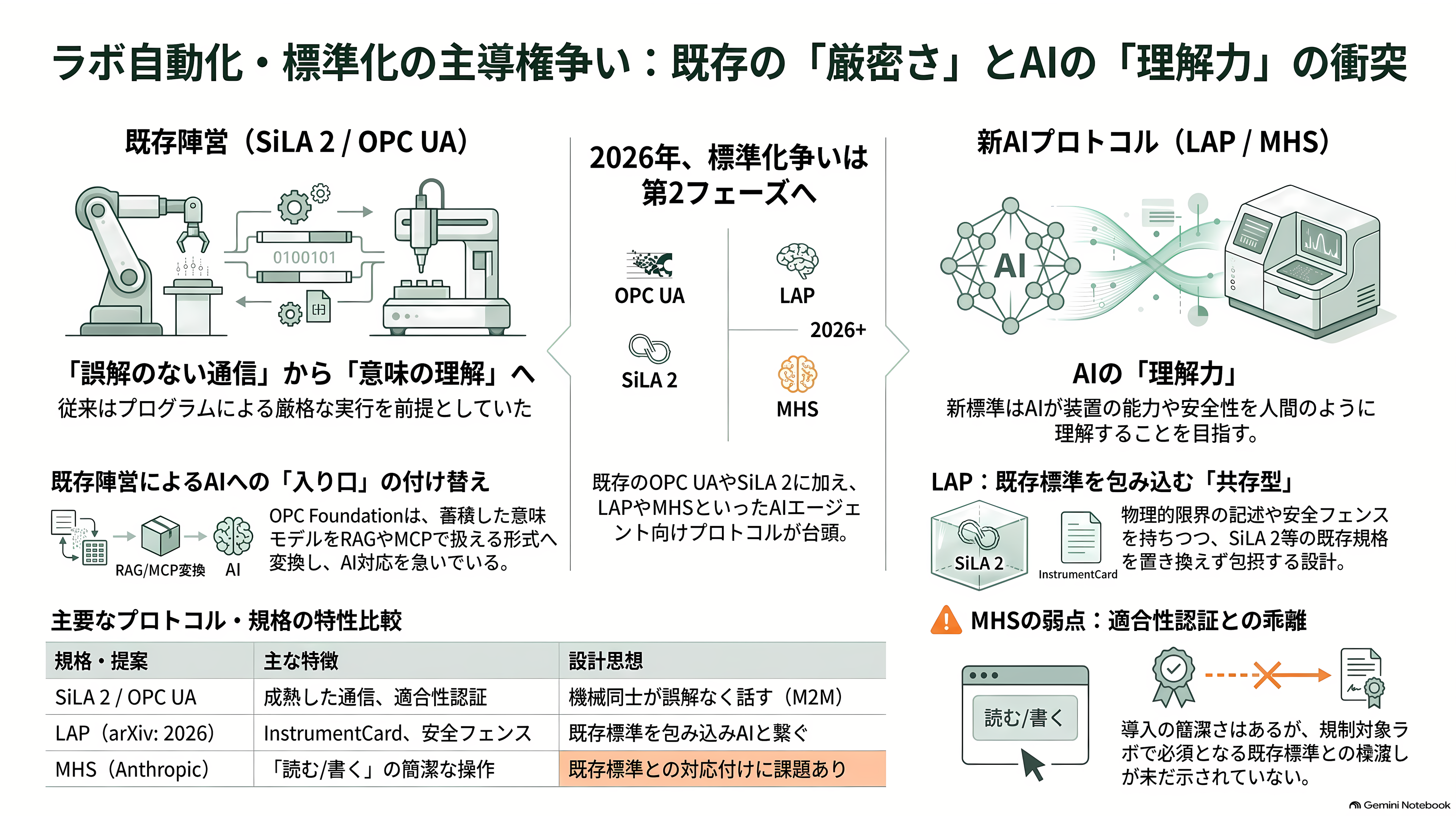 Anthropic（アンソロピック）、MHS（Model Hardware Standard）を公開。紙のマニュアルと担当者の頭の中にあった装置の安全な動かし方を、機械が読めるドライバに埋め込む - 標準化の主導権争い——SiLA 2、OPC UA、そしてLAP - 章扉