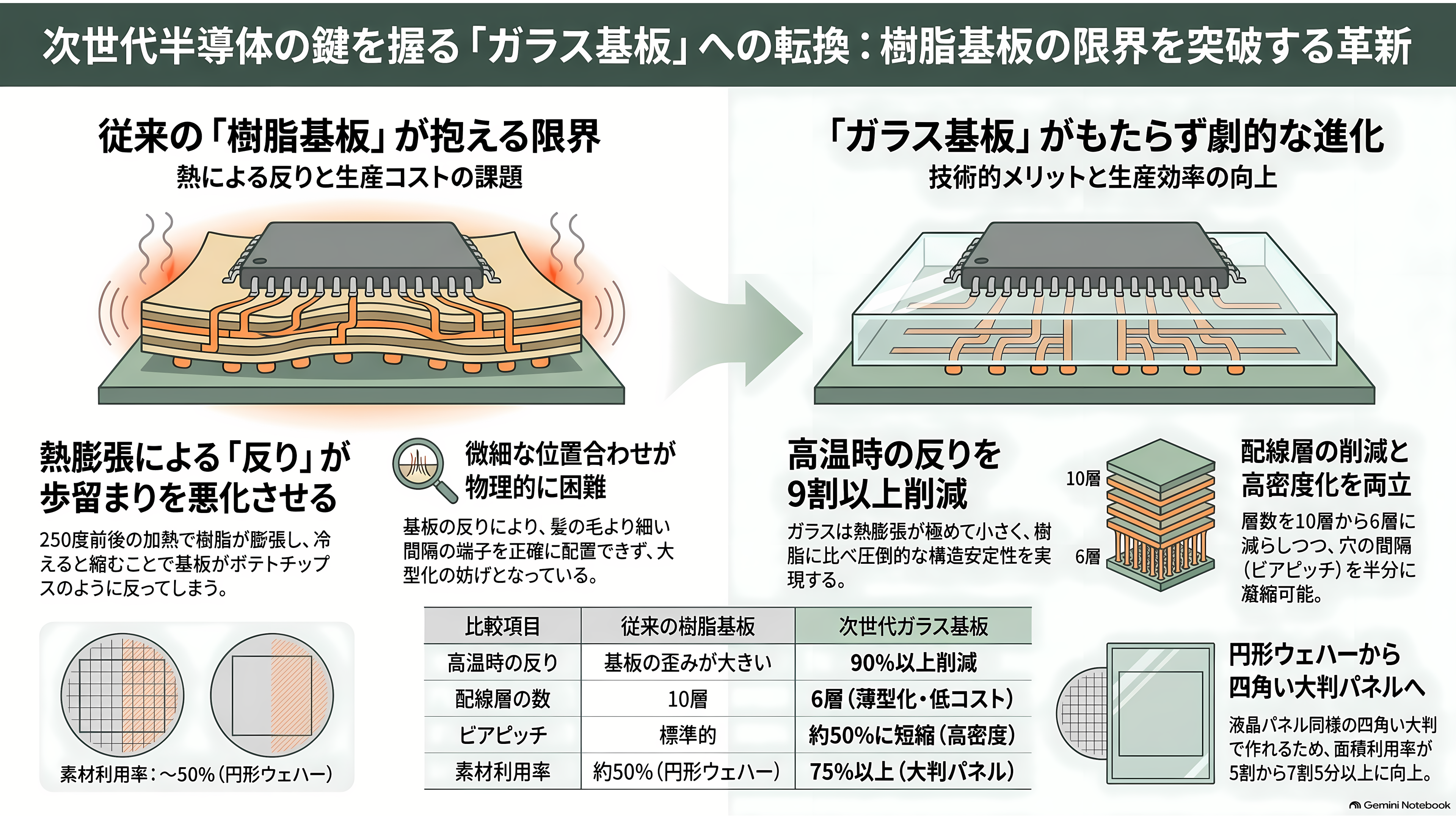 サムスン電機(三星電機)のガラス基板に重大な欠陥。量産開始が2028年以降に延期 - ガラス基板とは、何を置き換えるものなのか - 章扉