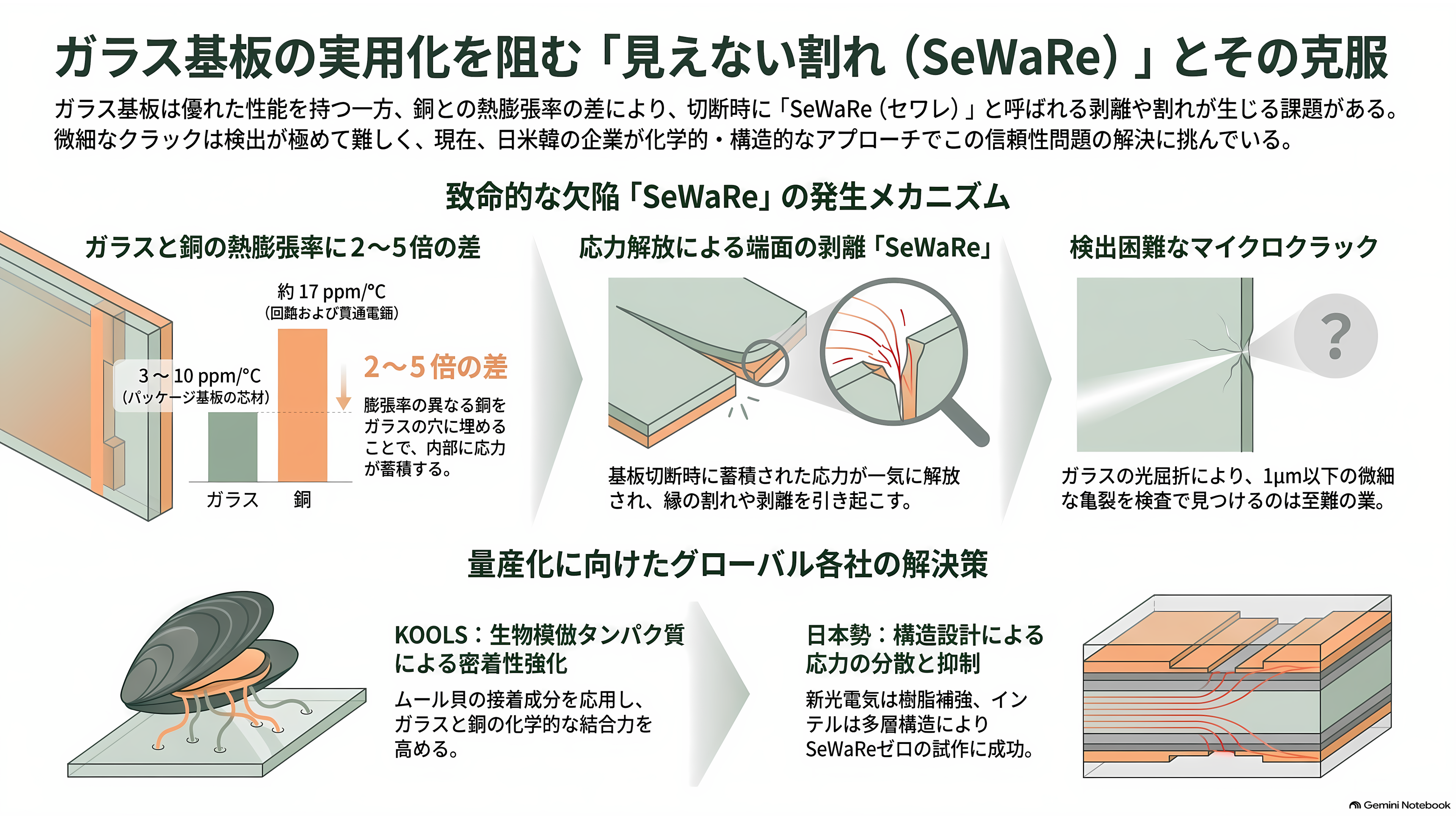 サムスン電機(三星電機)のガラス基板に重大な欠陥。量産開始が2028年以降に延期 - 割れているのに、割れているとわからない - 章扉