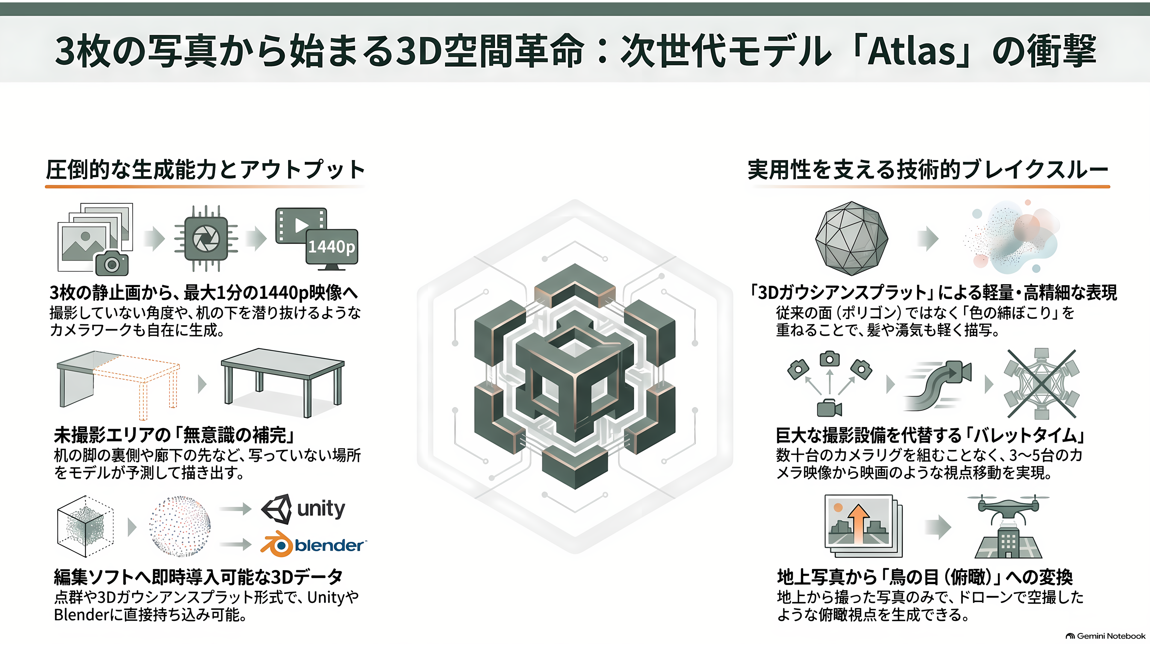 フェイフェイ・リーのWorld Labs、同社が掲げる空間知能（Spatial Intelligence）実装したAtlasを発表。画像から3D空間を生成 - 写真3枚から、部屋がまるごと立ち上がる - 章扉