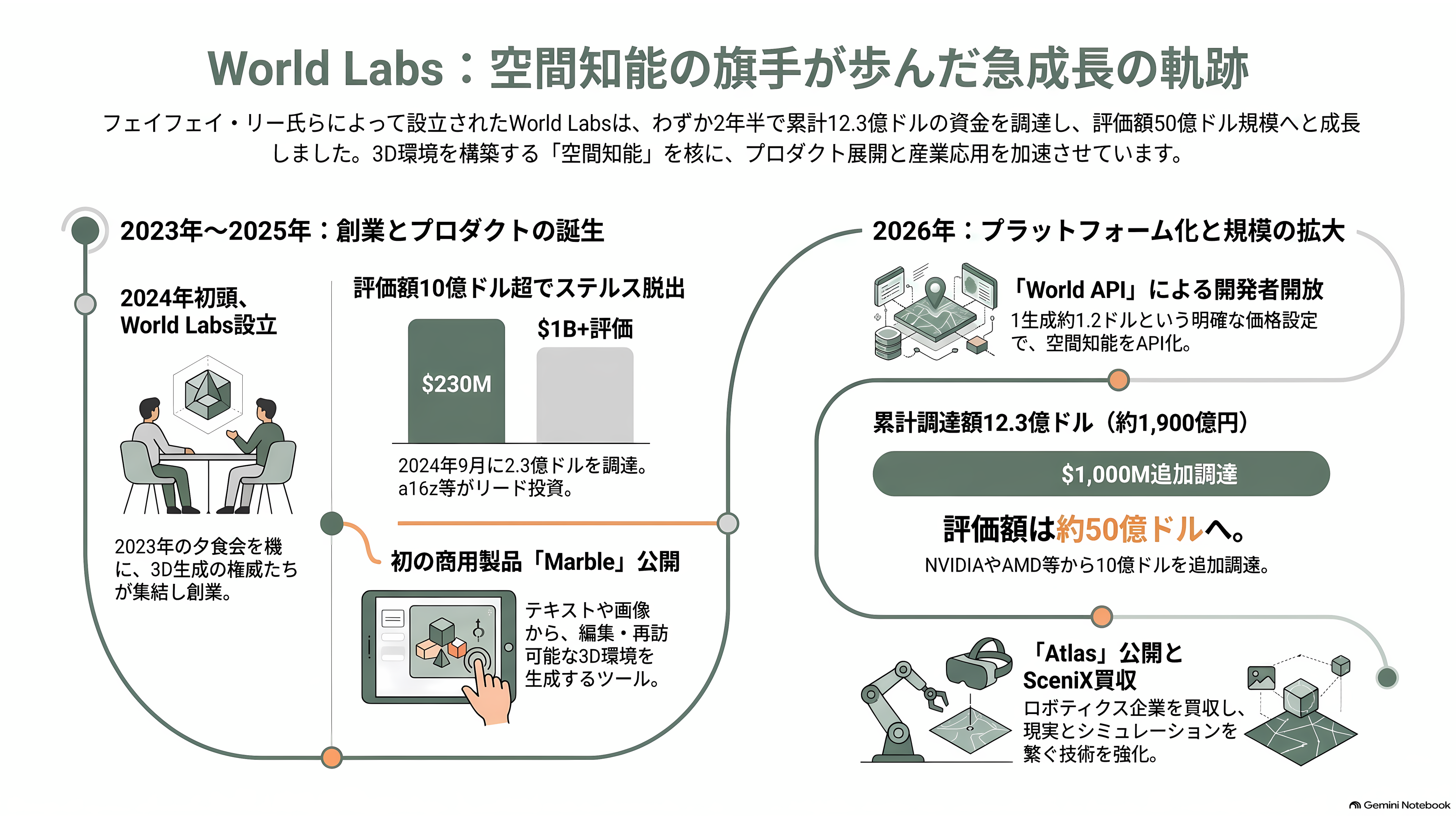 フェイフェイ・リーのWorld Labs、同社が掲げる空間知能（Spatial Intelligence）実装したAtlasを発表。画像から3D空間を生成 - 創業から現在までの2年半 - 章扉