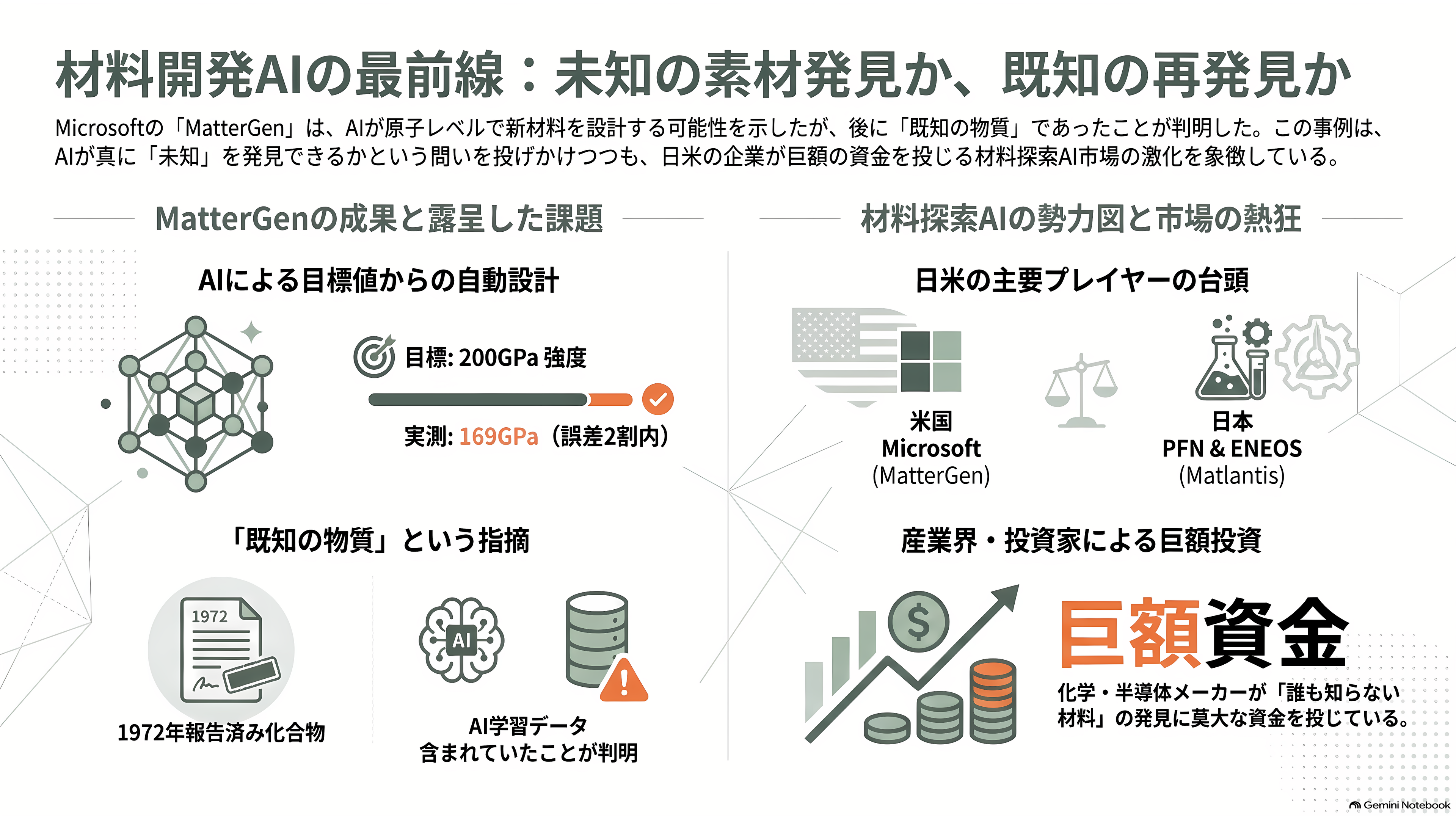 材料の次を決める材料探索AI（マテリアルズ・インフォマティクス）。PFNとENEOS（5020）のMatlantis、MicrosoftのMatterGen - AIに「縮みにくい結晶を」と注文する - 章扉
