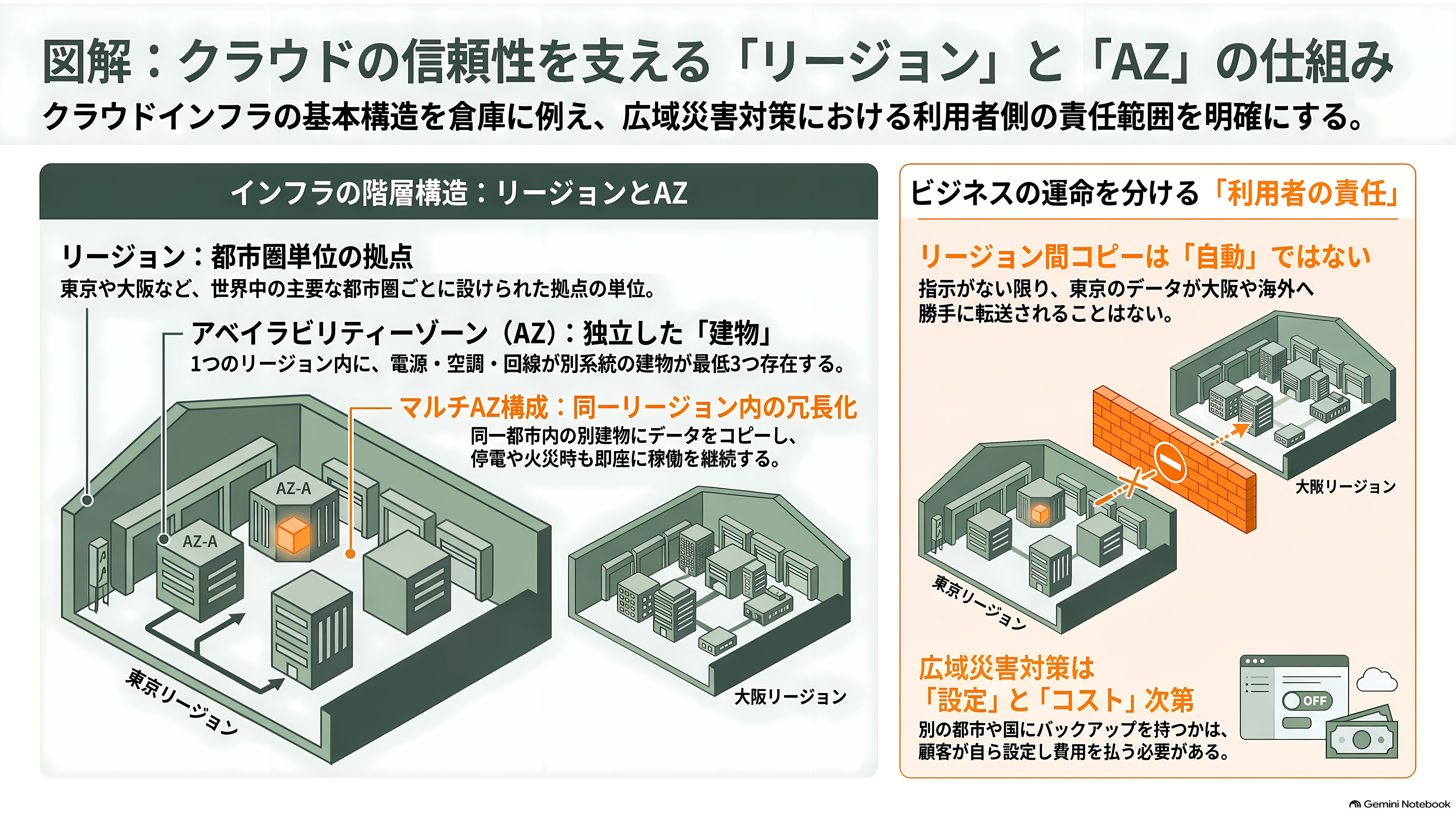 AWS、イランによる3月のドローン攻撃による被害で一部データの復旧を断念。永久に消失と発表 - 「リージョン」と「アベイラビリティーゾーン」を、倉庫でたとえる - 章扉