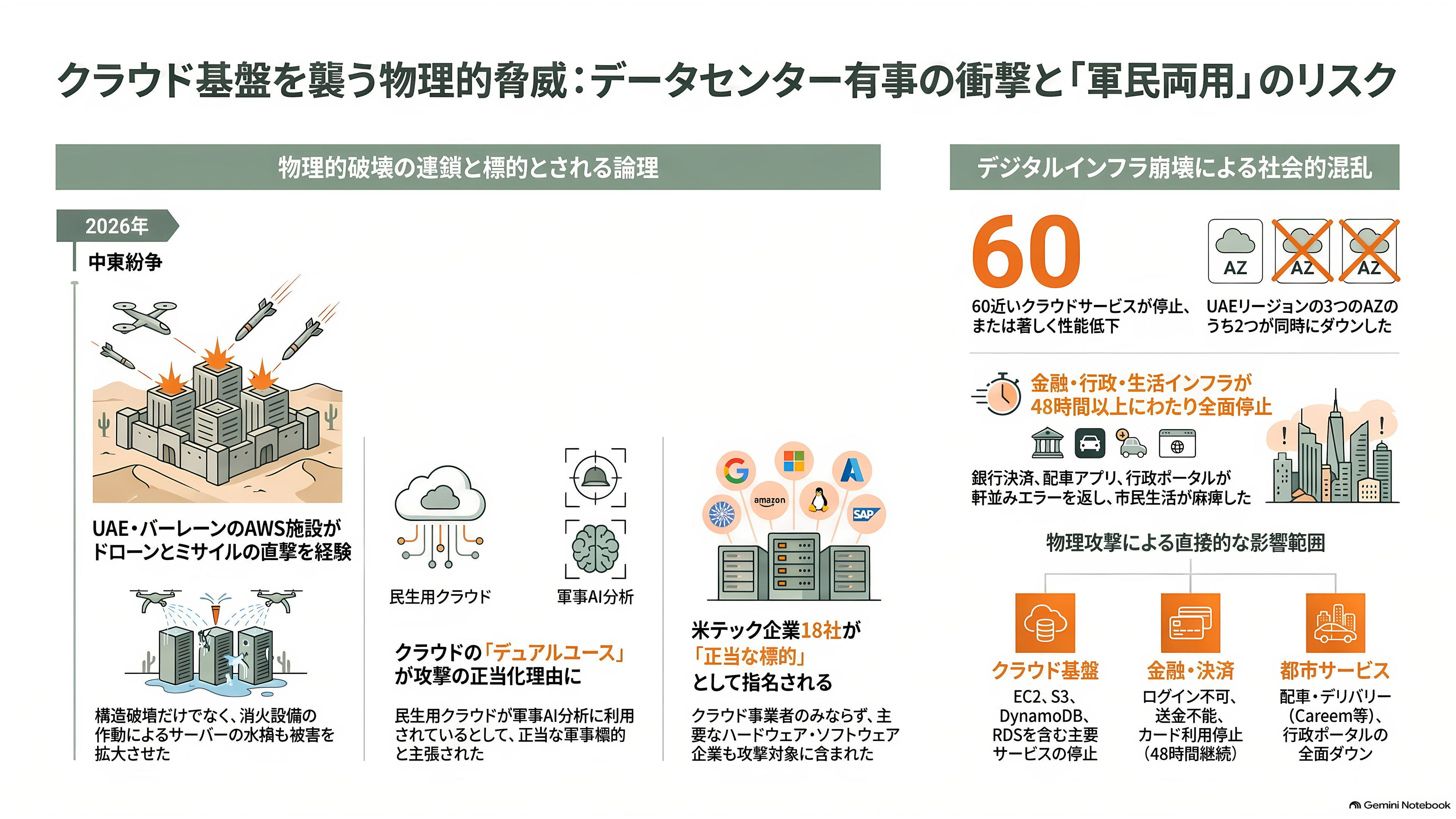 AWS、イランによる3月のドローン攻撃による被害で一部データの復旧を断念。永久に消失と発表 - 3月1日、飛来物がデータセンターに当たった - 章扉