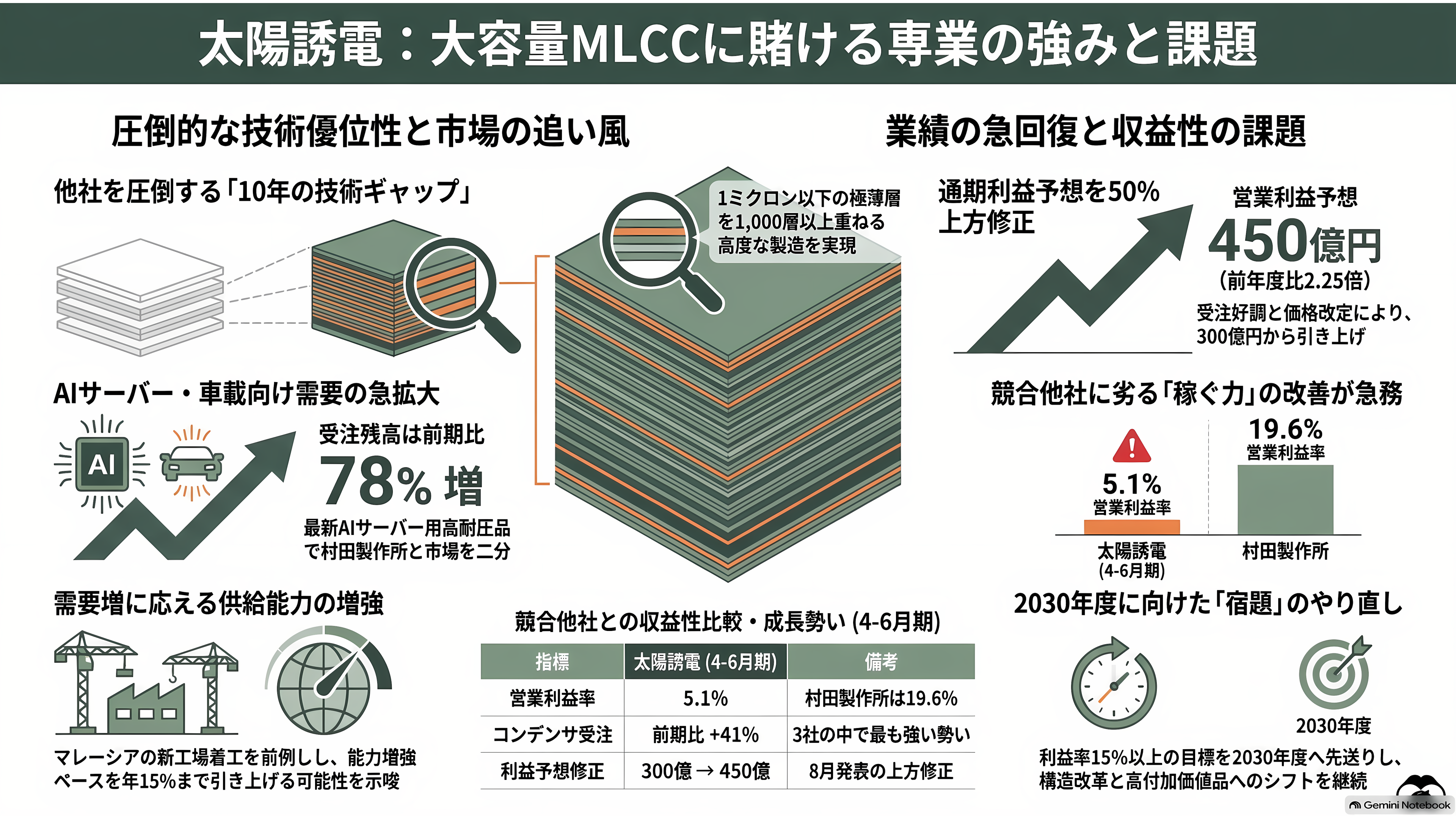 MLCC(積層セラミックコンデンサ)の需給逼迫。村田製作所(6981)・太陽誘電(6976)・TDK(6762) - 太陽誘電(6976) 大容量品に賭ける専業の強みと課題 - 章扉