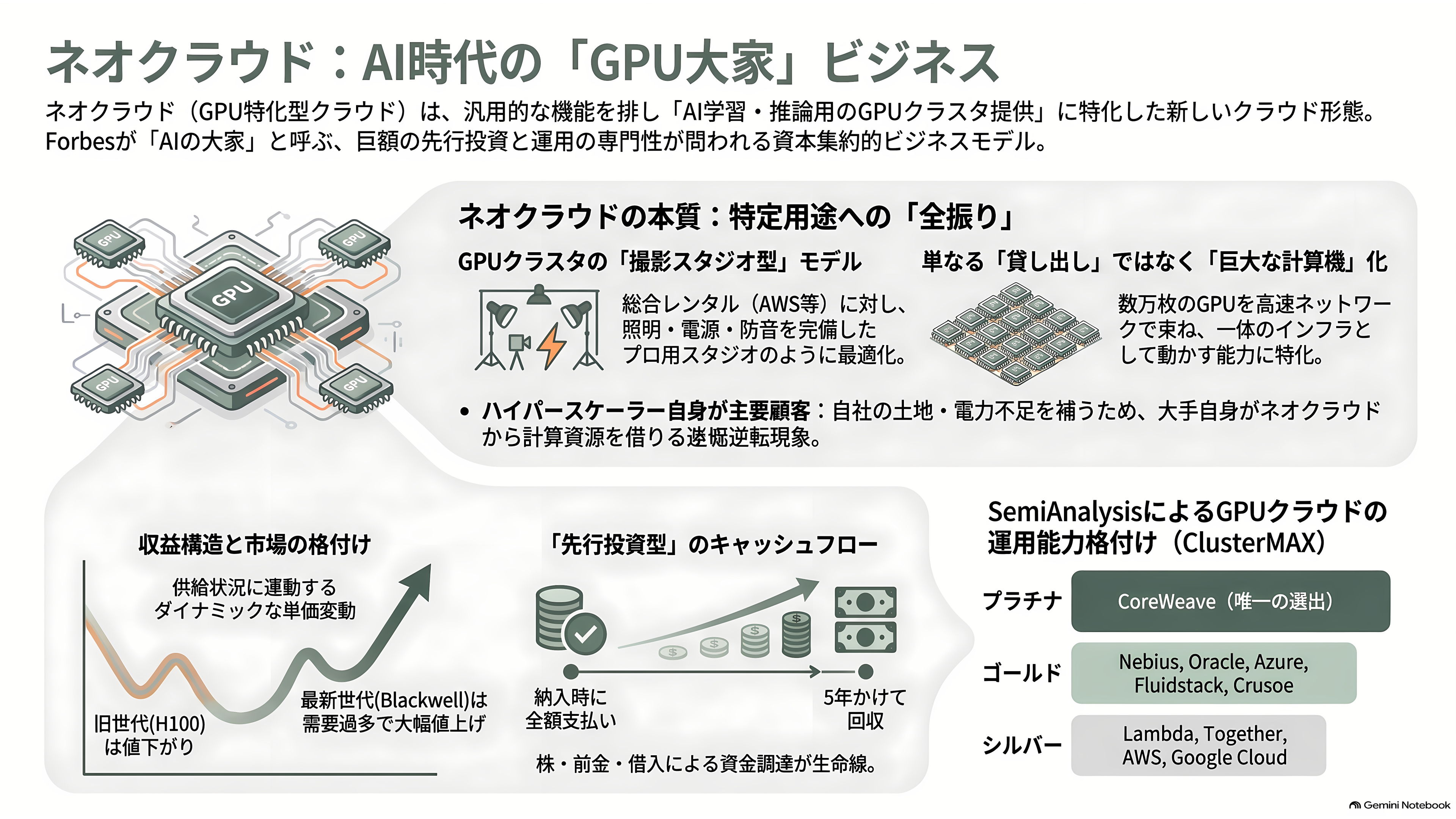 ネオクラウド（CoreWeave / Nebius / Lambda）、借金で建てるGPU - ネオクラウドとは何か——GPUの大家業 - 章扉