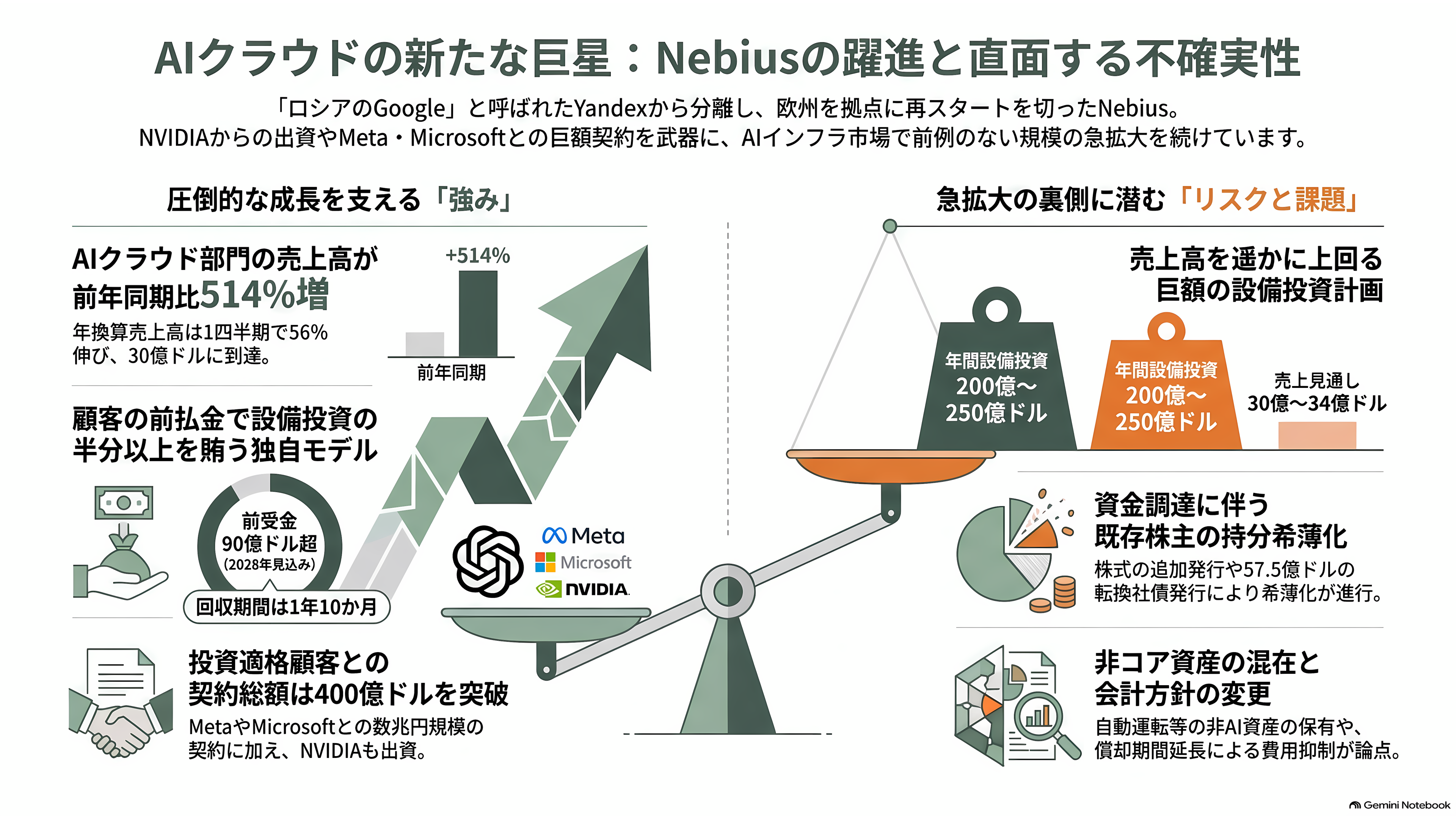 ネオクラウド（CoreWeave / Nebius / Lambda）、借金で建てるGPU - Nebius、強みと課題 - 章扉