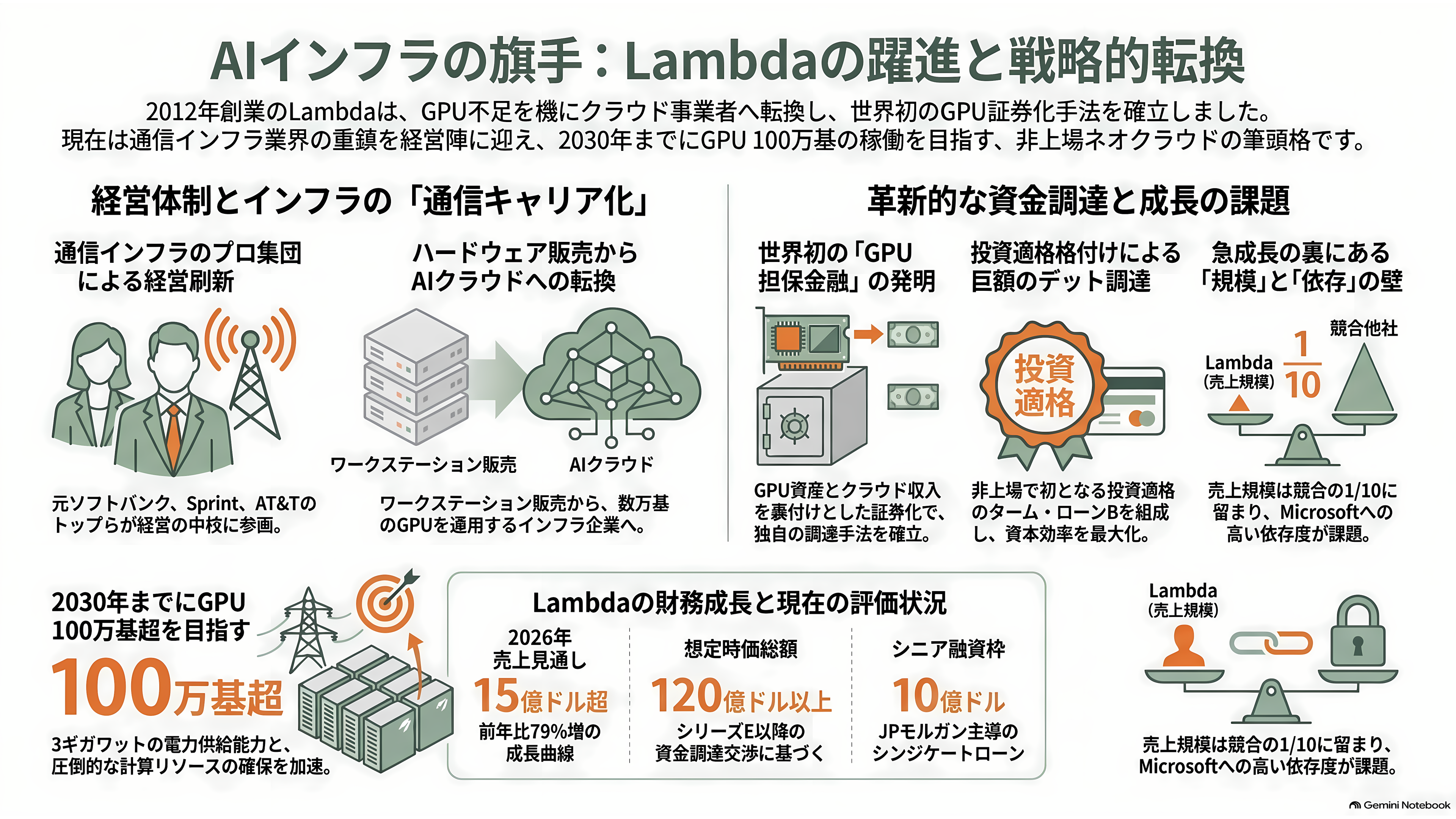 ネオクラウド（CoreWeave / Nebius / Lambda）、借金で建てるGPU - Lambda、強みと課題 - 章扉